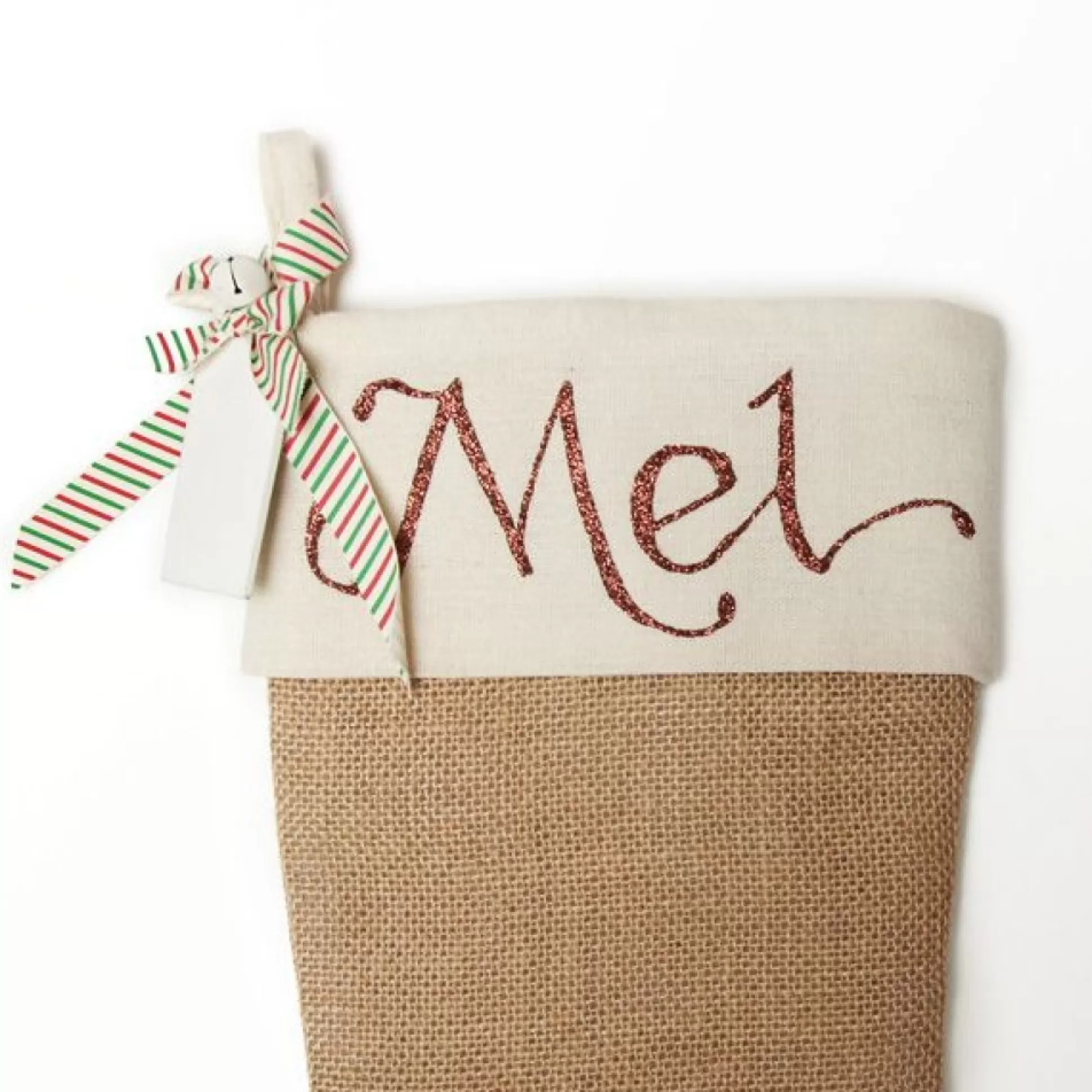 Personalised Plain Burlap Christmas Stocking Personalised Stockings |