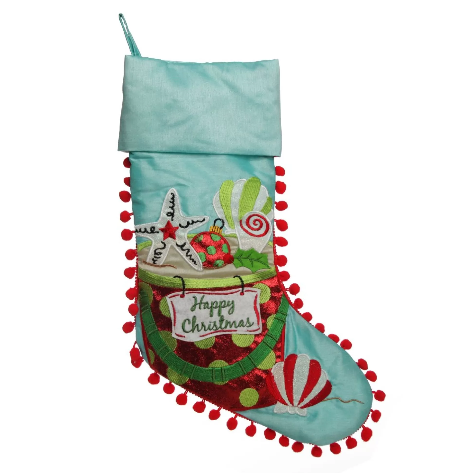 Personalised Pom Pom Beach Christmas Stocking Personalised Stockings |