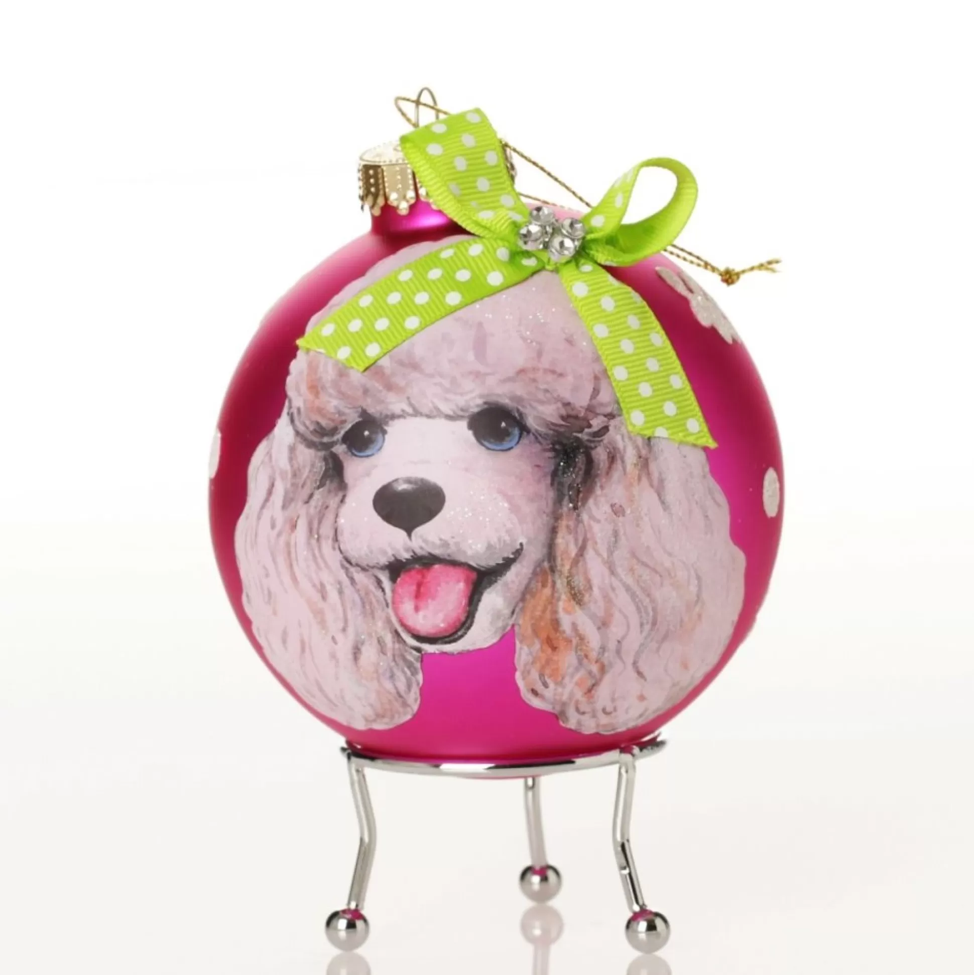 Personalised Poodle Dog Hot Pink Christmas Bauble Hand Painted Baubles |