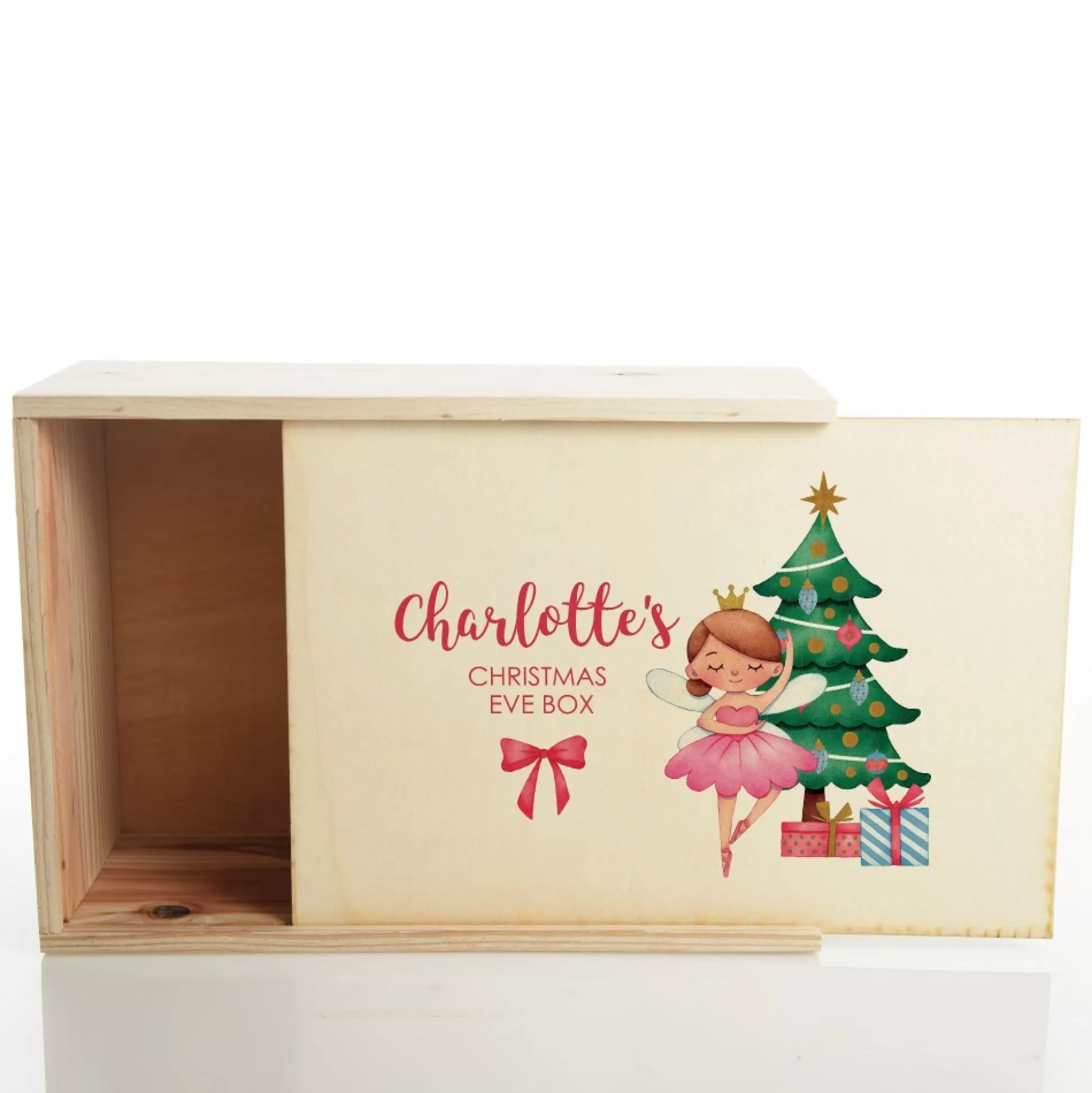 Personalised Printed Wooden Christmas Eve Box - Ballerina Babys First Christmas |