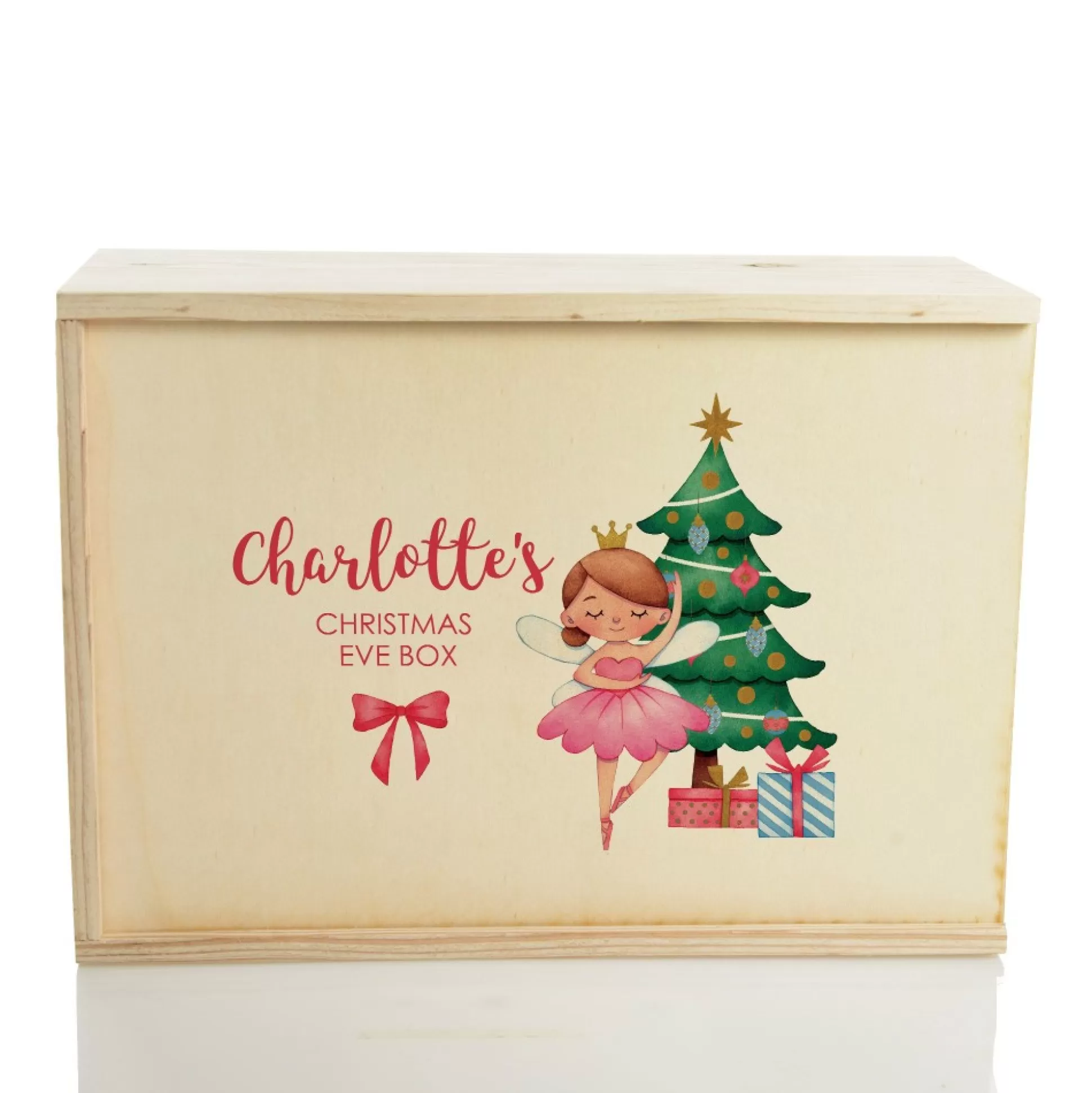 Personalised Printed Wooden Christmas Eve Box - Ballerina Babys First Christmas |