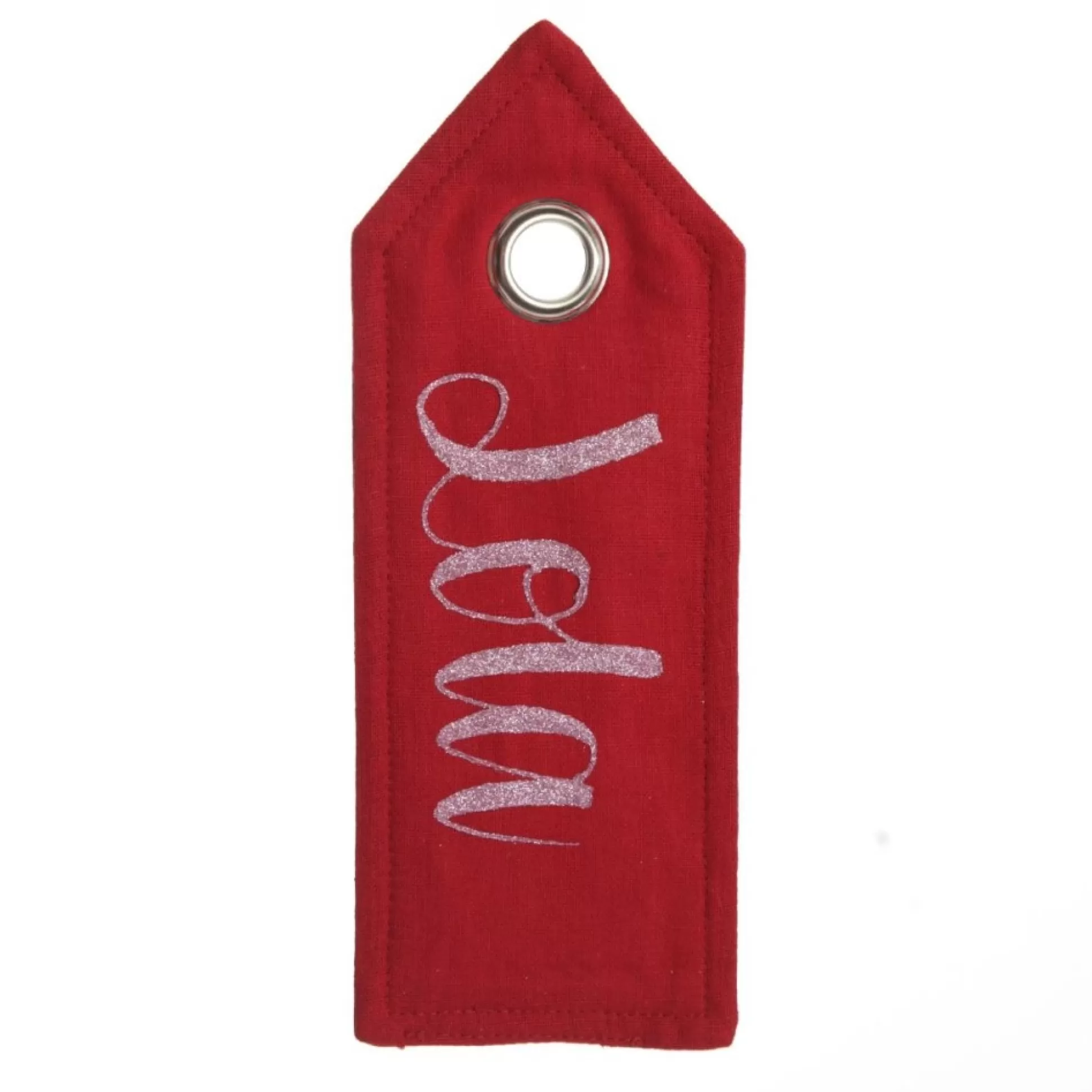 Personalised Red Linen Santa Sack Tag Personalised Santa Sacks |