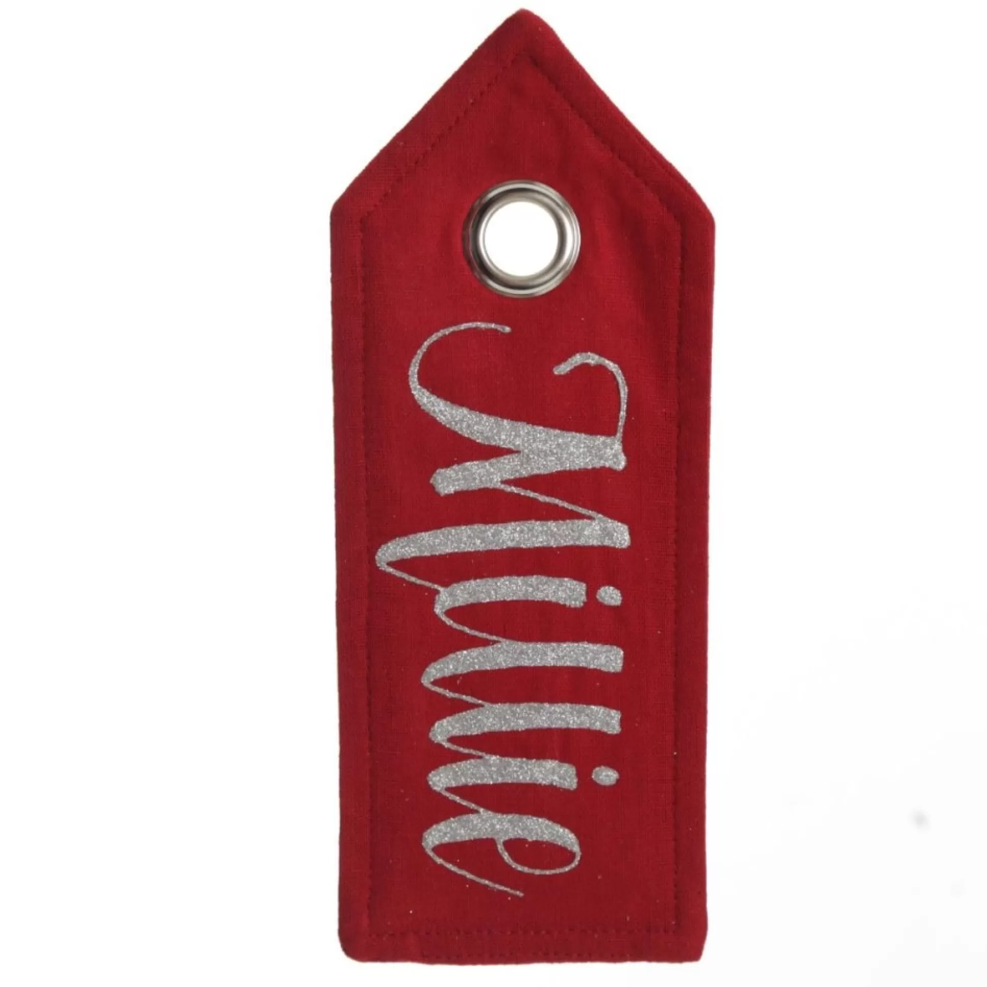 Personalised Red Linen Santa Sack Tag Personalised Santa Sacks |