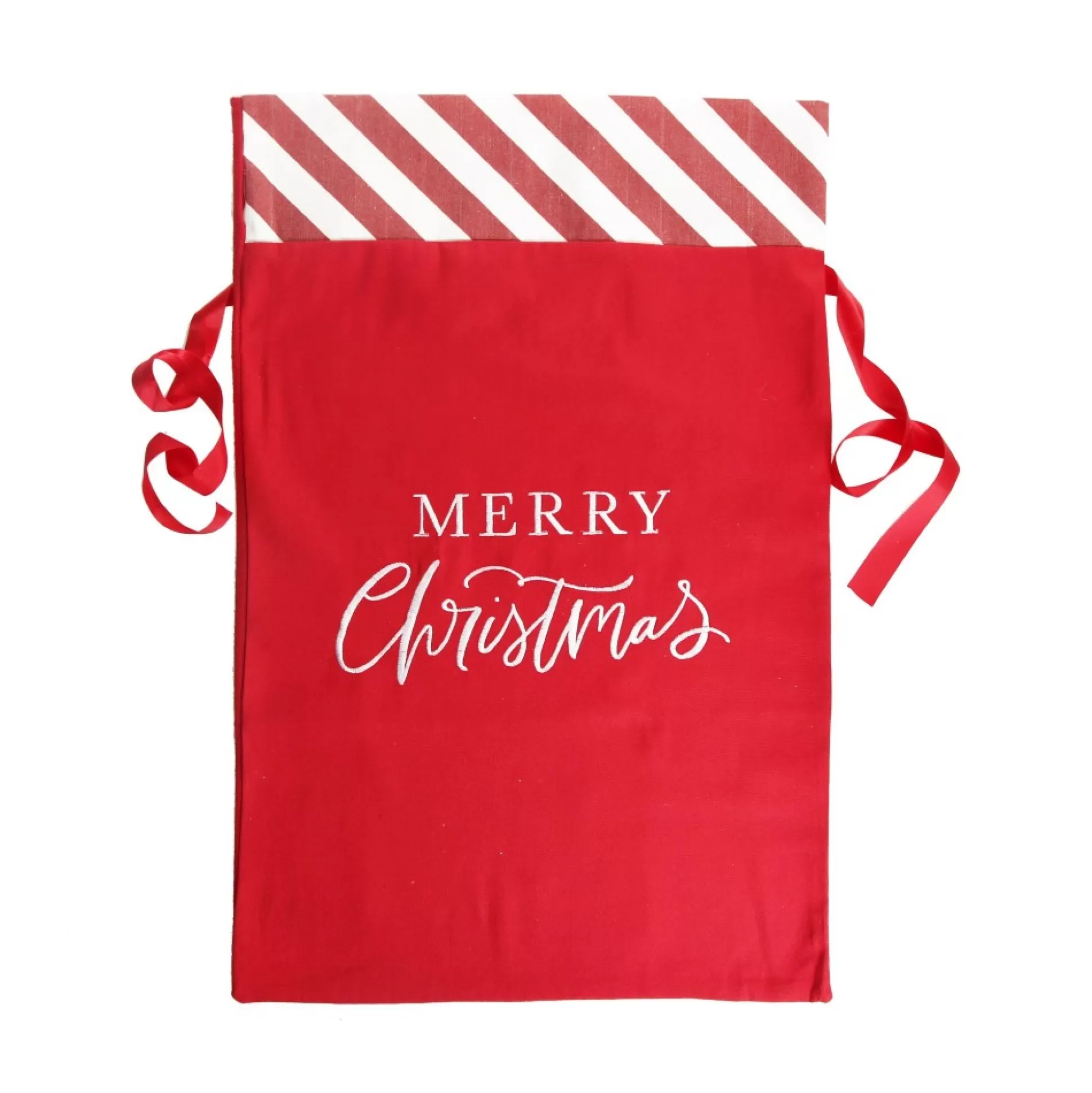 Personalised Red Merry Christmas Santa Sack with Candy Cane Stripe Trim Personalised Santa Sacks |