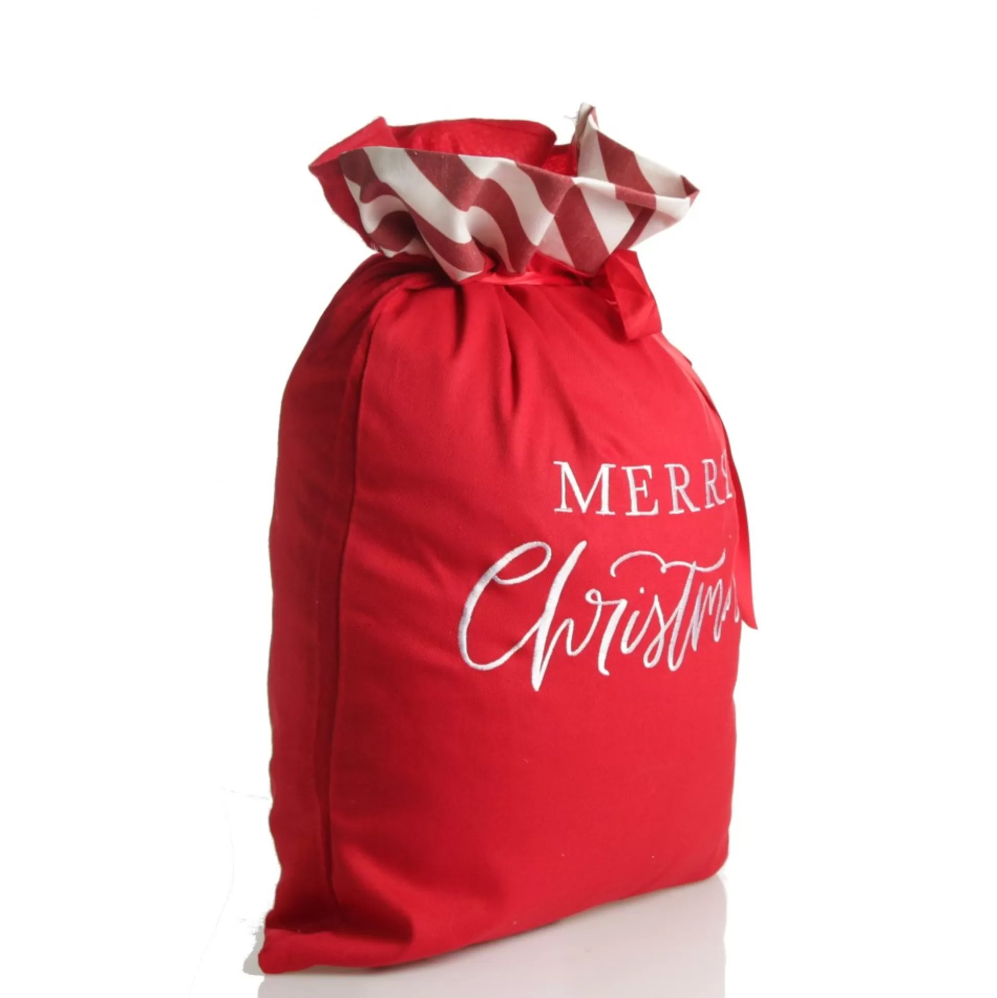 Personalised Red Merry Christmas Santa Sack with Candy Cane Stripe Trim Personalised Santa Sacks |