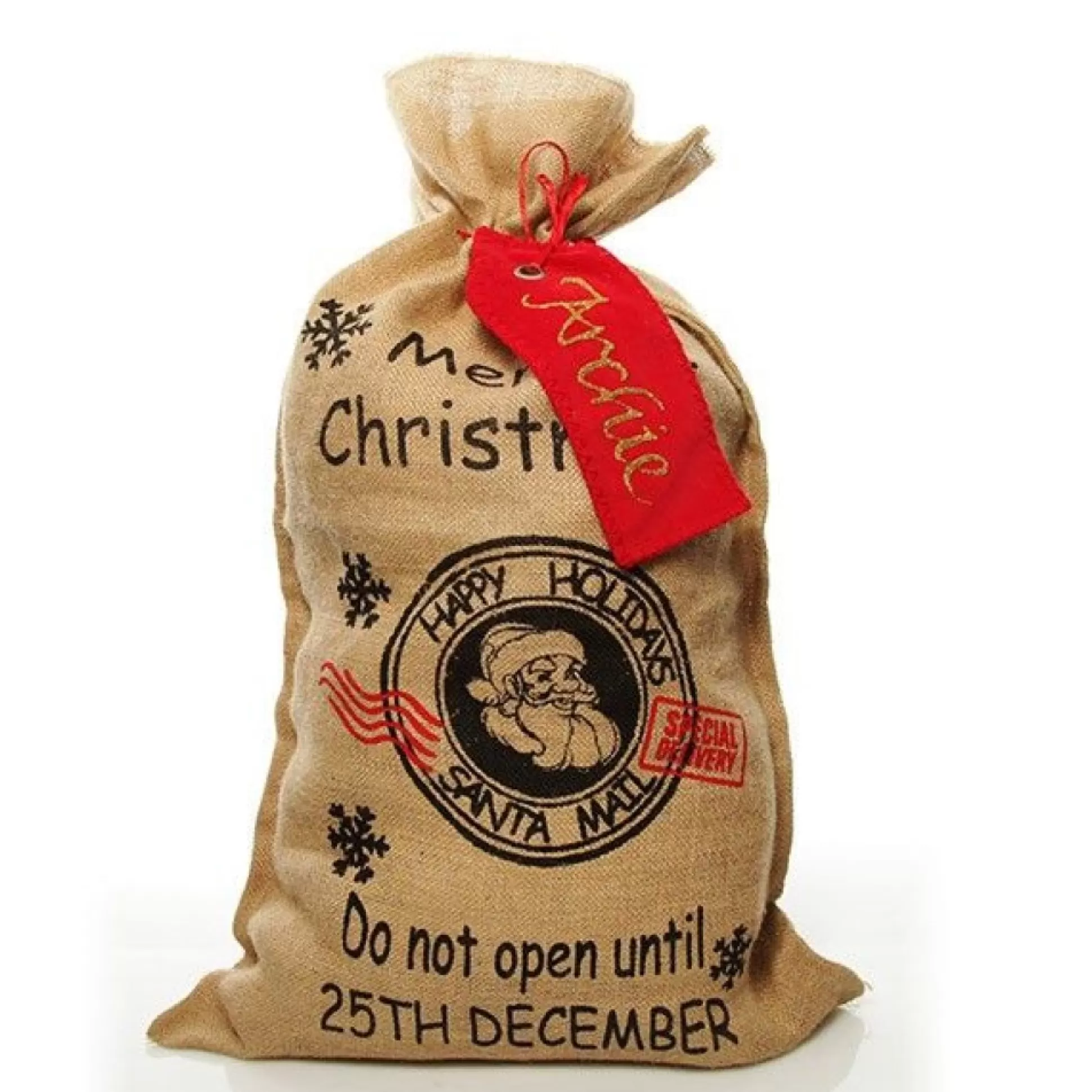 Personalised Red Velvet Santa Sack Tag Personalised Santa Sacks |