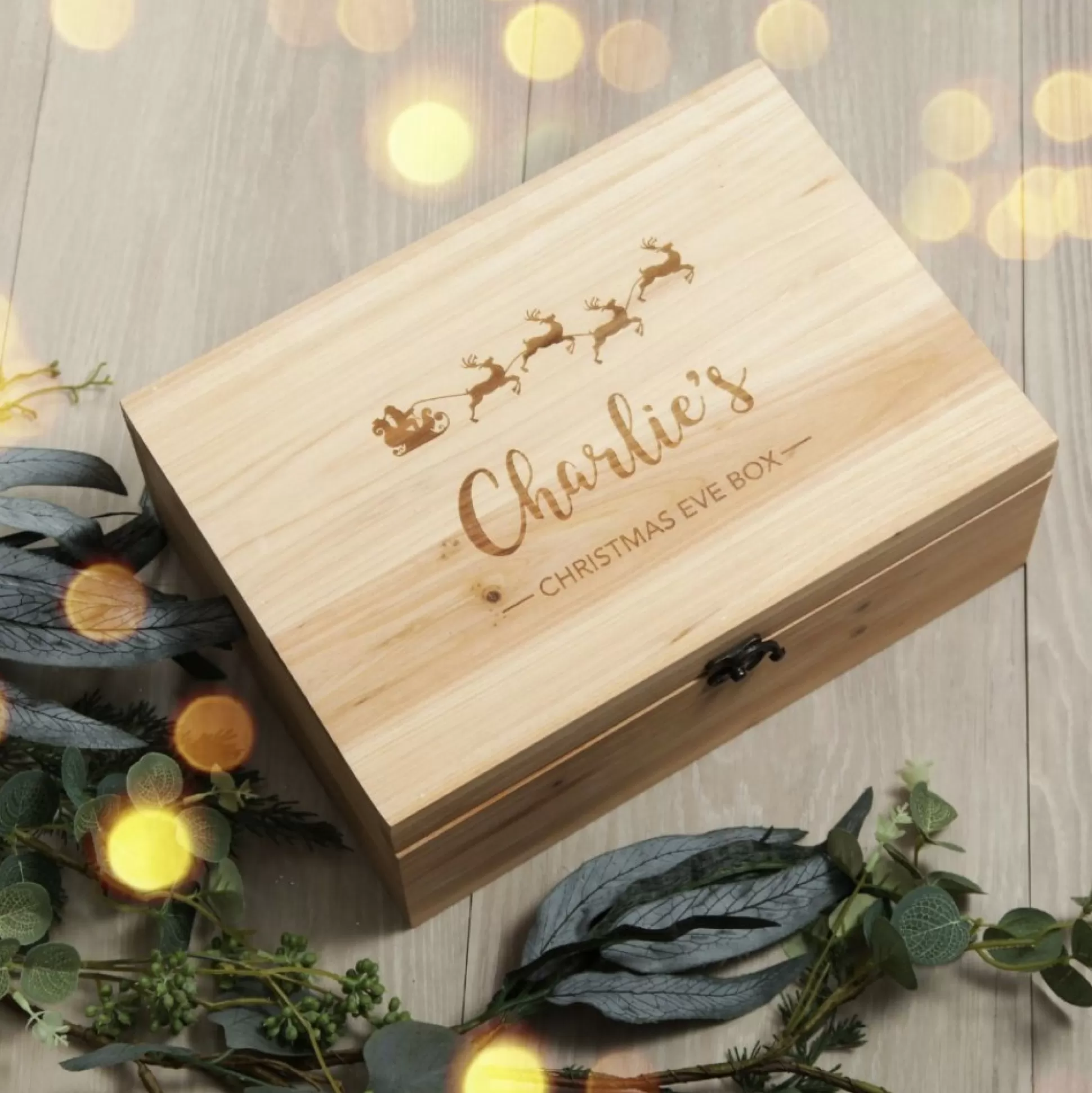 Personalised Santa Sleigh Wooden Christmas Eve Box Gift Wrap, Boxes, Bags & Tags |