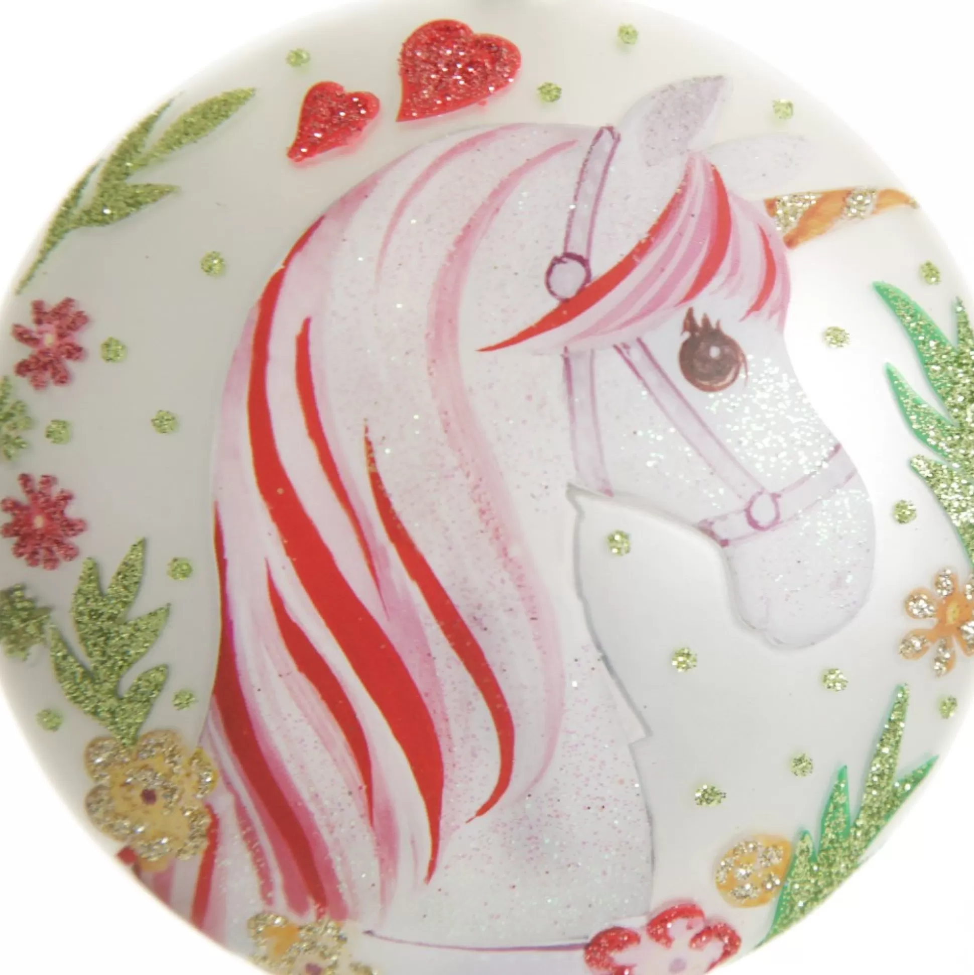 Personalised Unicorn Christmas Disc Glass Hearts And Discs |