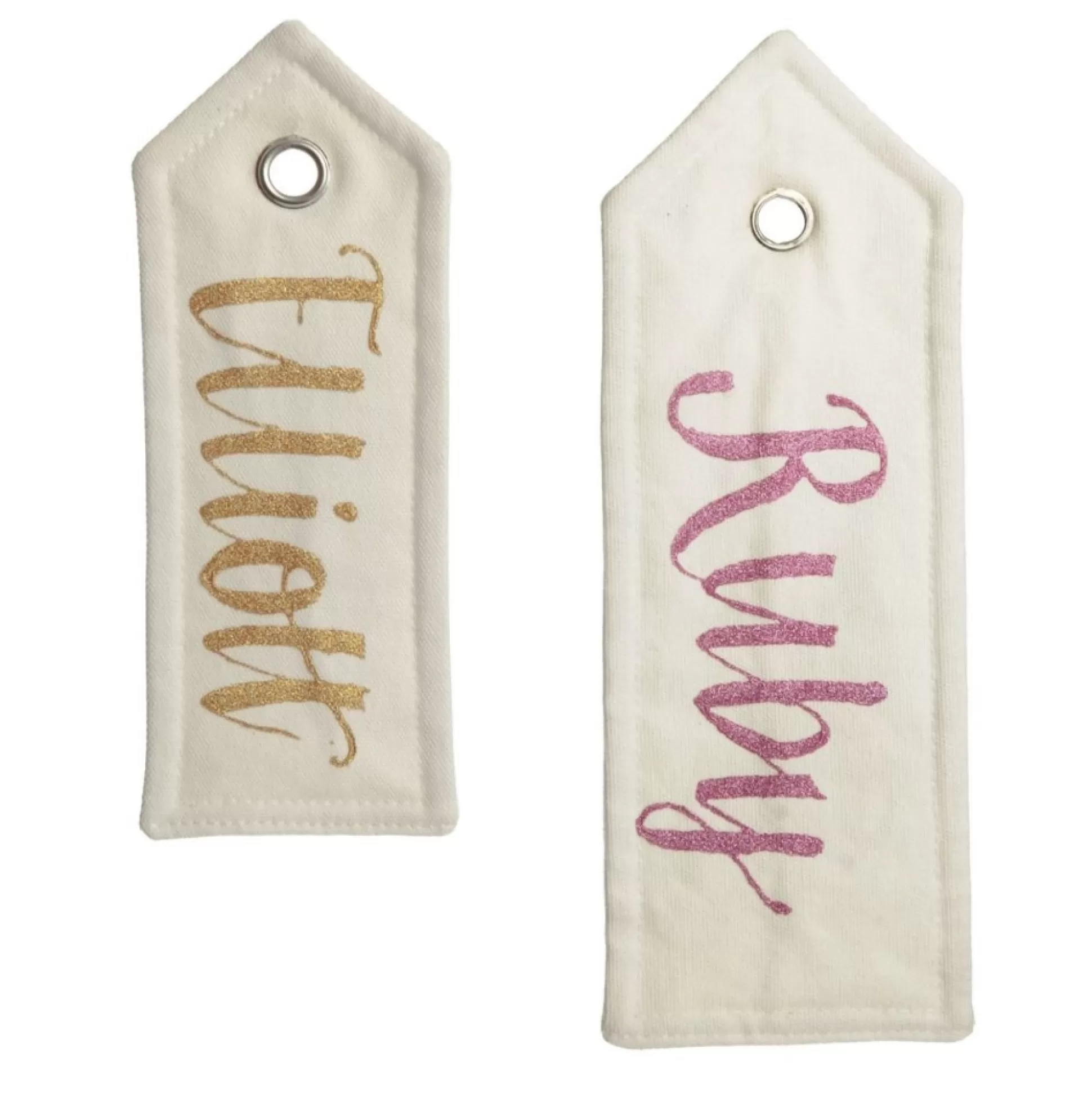 Personalised White Linen Santa Sack Tag Personalised Santa Sacks |