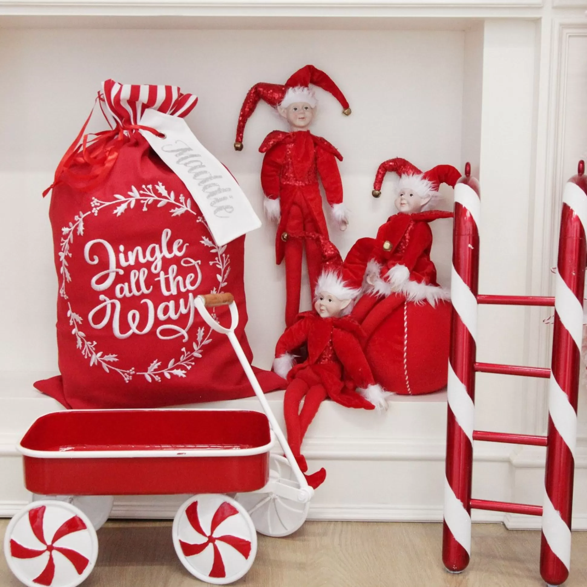 Personalised White Linen Santa Sack Tag Personalised Santa Sacks |