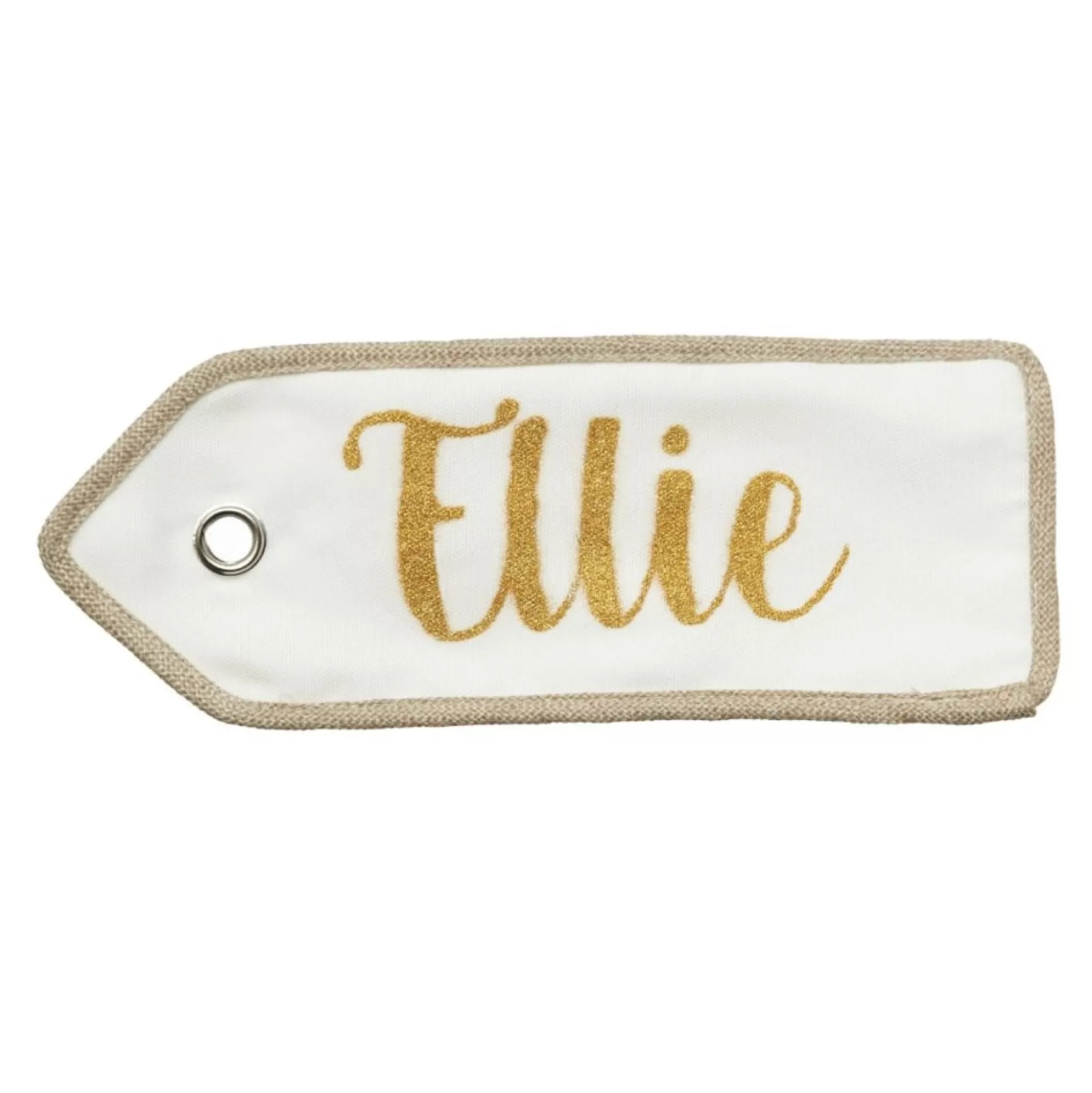 Personalised White Linen Santa Sack Tag with Burlap Piping Personalised Santa Sacks |