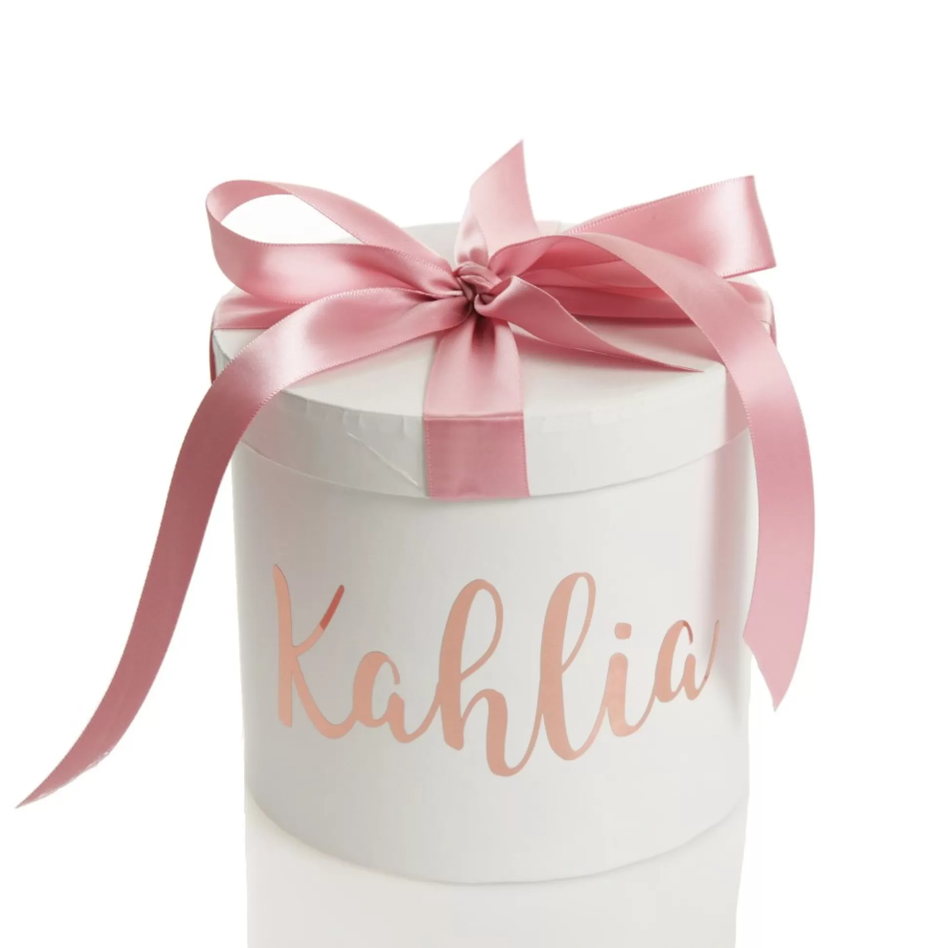 Personalised White Round Gift Box with Baby Pink Ribbon Bow Gift Wrap, Boxes, Bags & Tags |