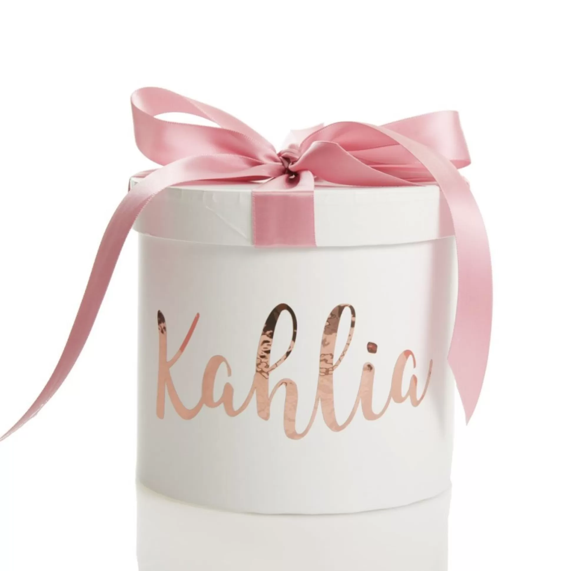 Personalised White Round Gift Box with Baby Pink Ribbon Bow Gift Wrap, Boxes, Bags & Tags |