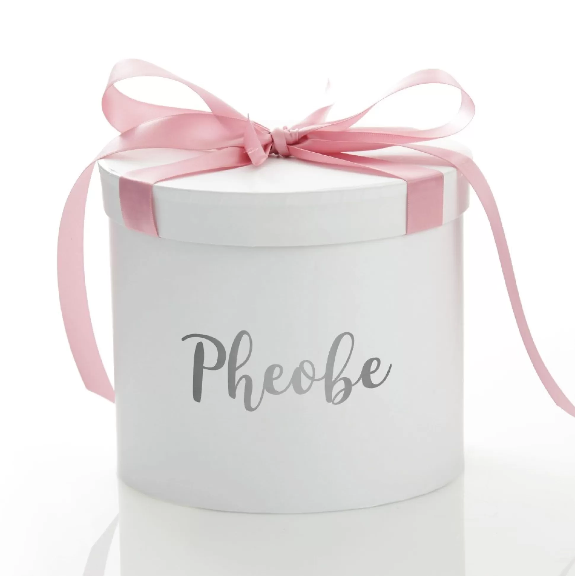 Personalised White Round Gift Box with Baby Pink Ribbon Bow Gift Wrap, Boxes, Bags & Tags |