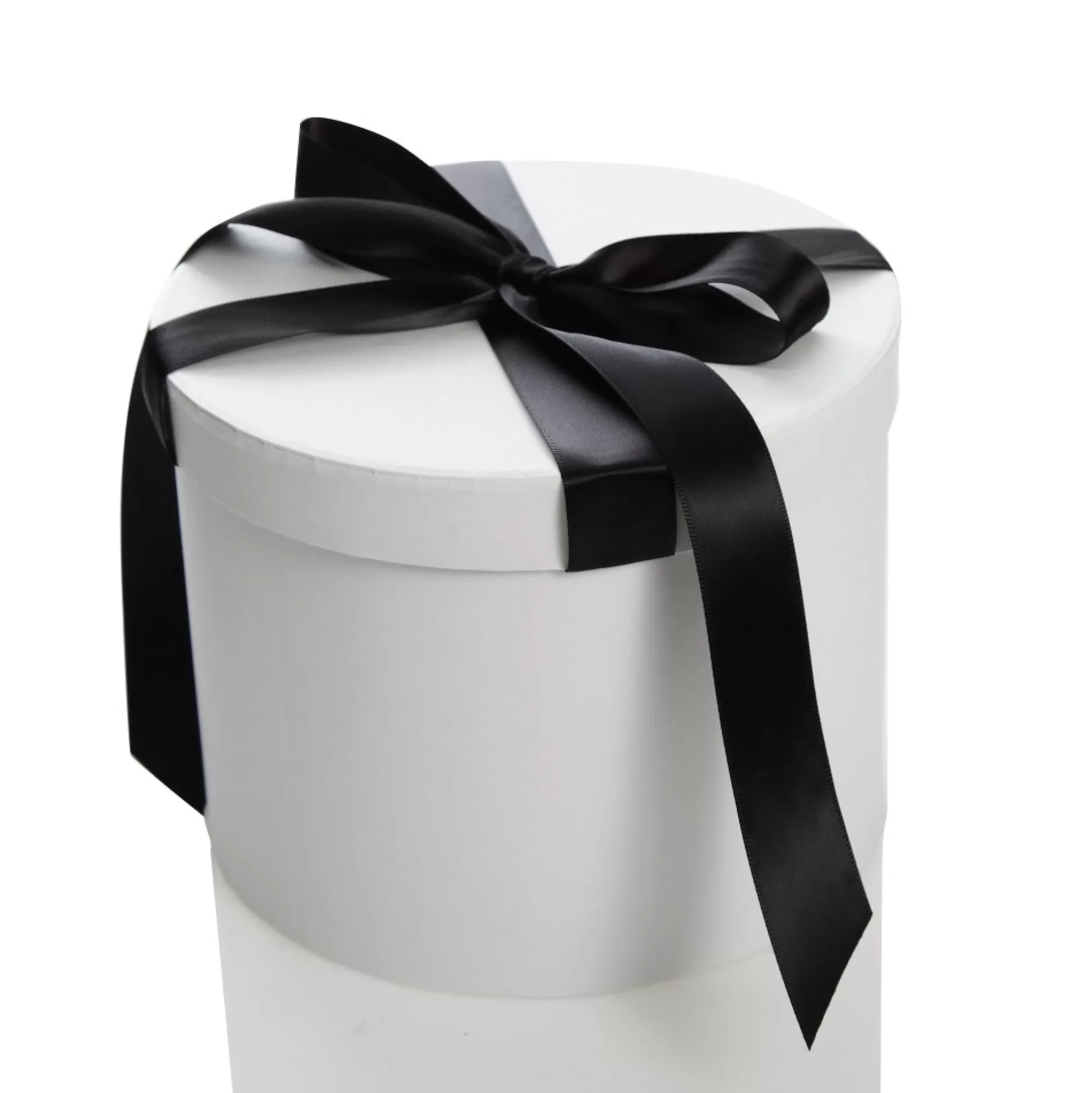 Personalised White Round Gift Box with Black Ribbon Bow Gift Wrap, Boxes, Bags & Tags |