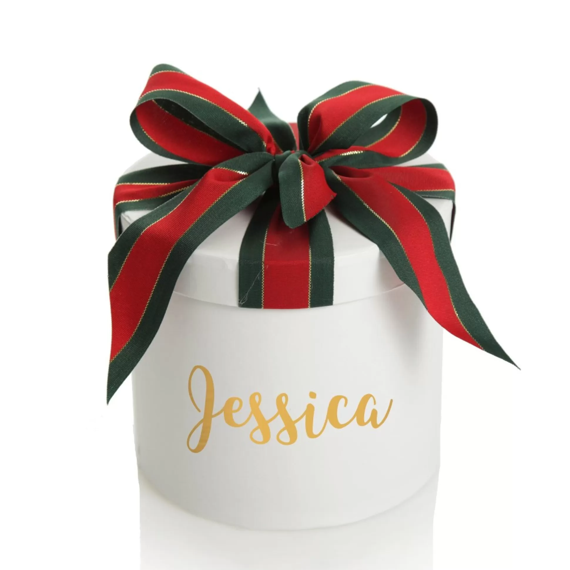 Personalised White Round Gift Box with Christmas Ribbon Bow Gift Wrap, Boxes, Bags & Tags |