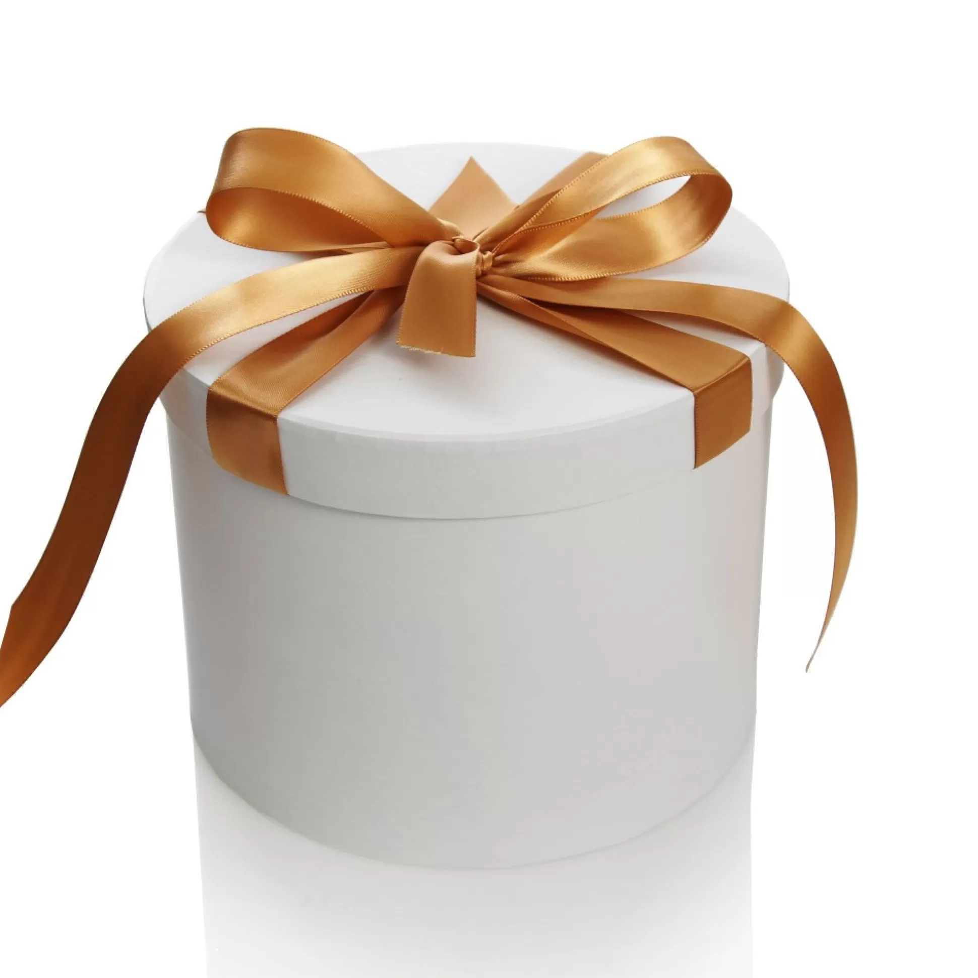 Personalised White Round Gift Box with Gold Ribbon Bow Gift Wrap, Boxes, Bags & Tags |