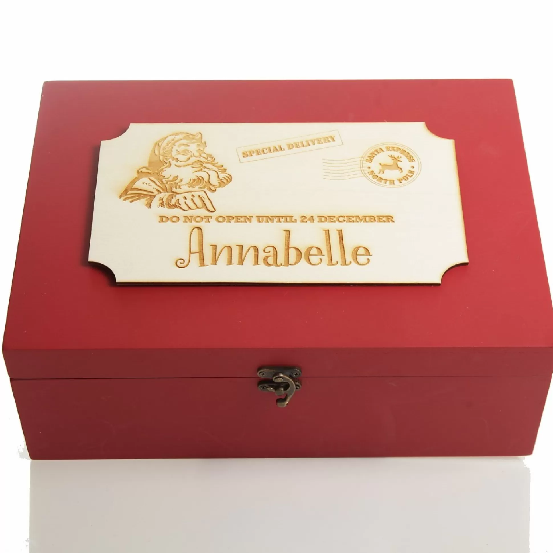 Personalised Wooden Christmas Eve Box with Express Delivery Plaque Christmas Eve Keepsake Boxes |