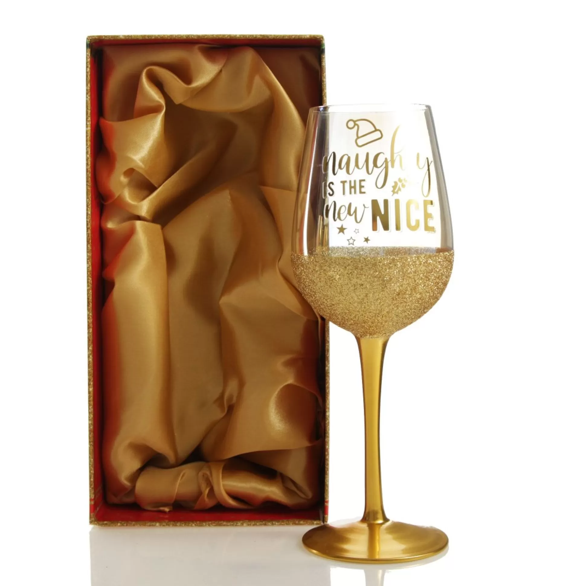 Personanlised Naughty is the New Nice Christmas Wine Glass Christmas Wine Glasses And Mugs |