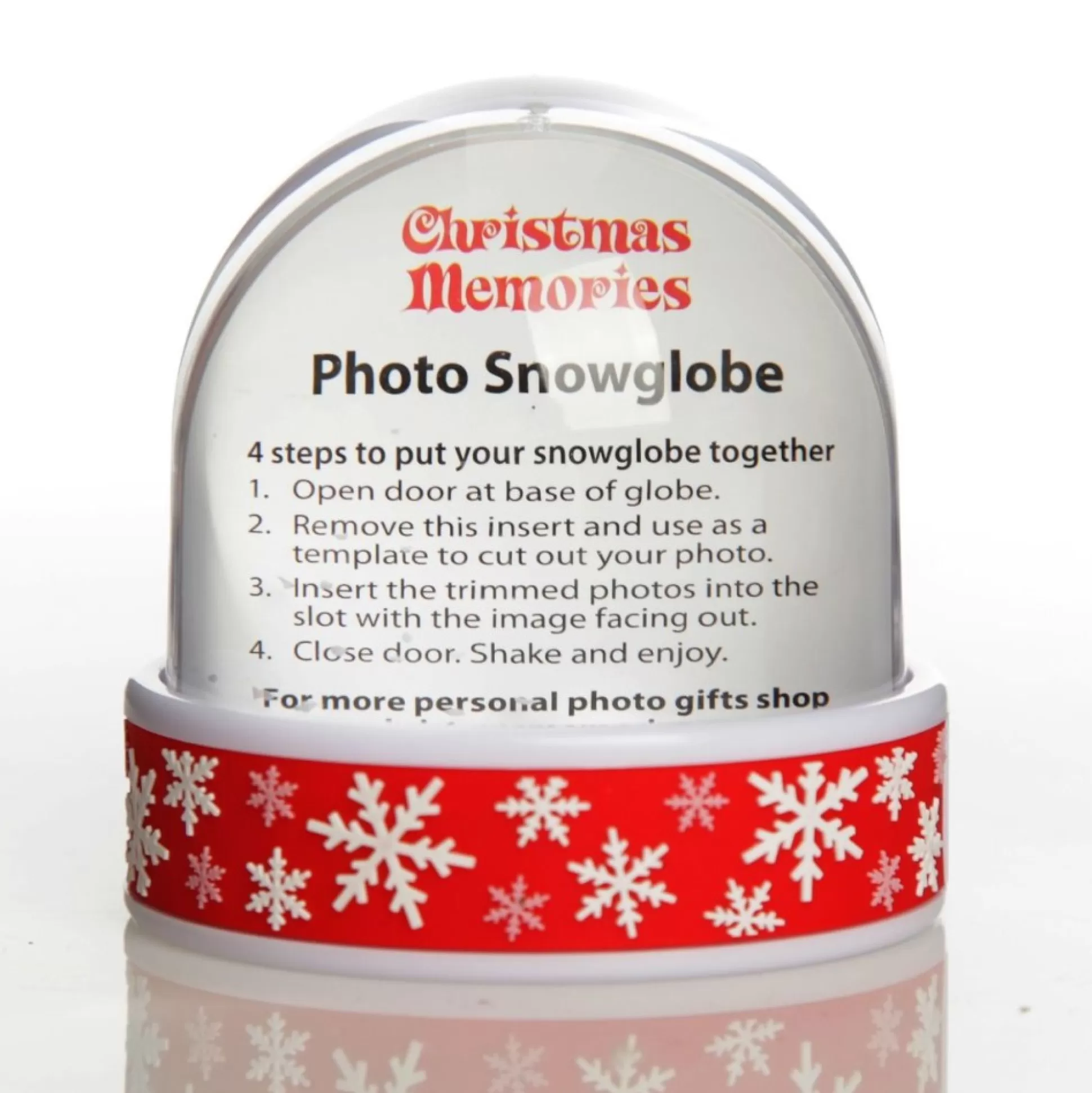 Photo Snow Dome - Red Snowflakes Christmas Snowglobes |