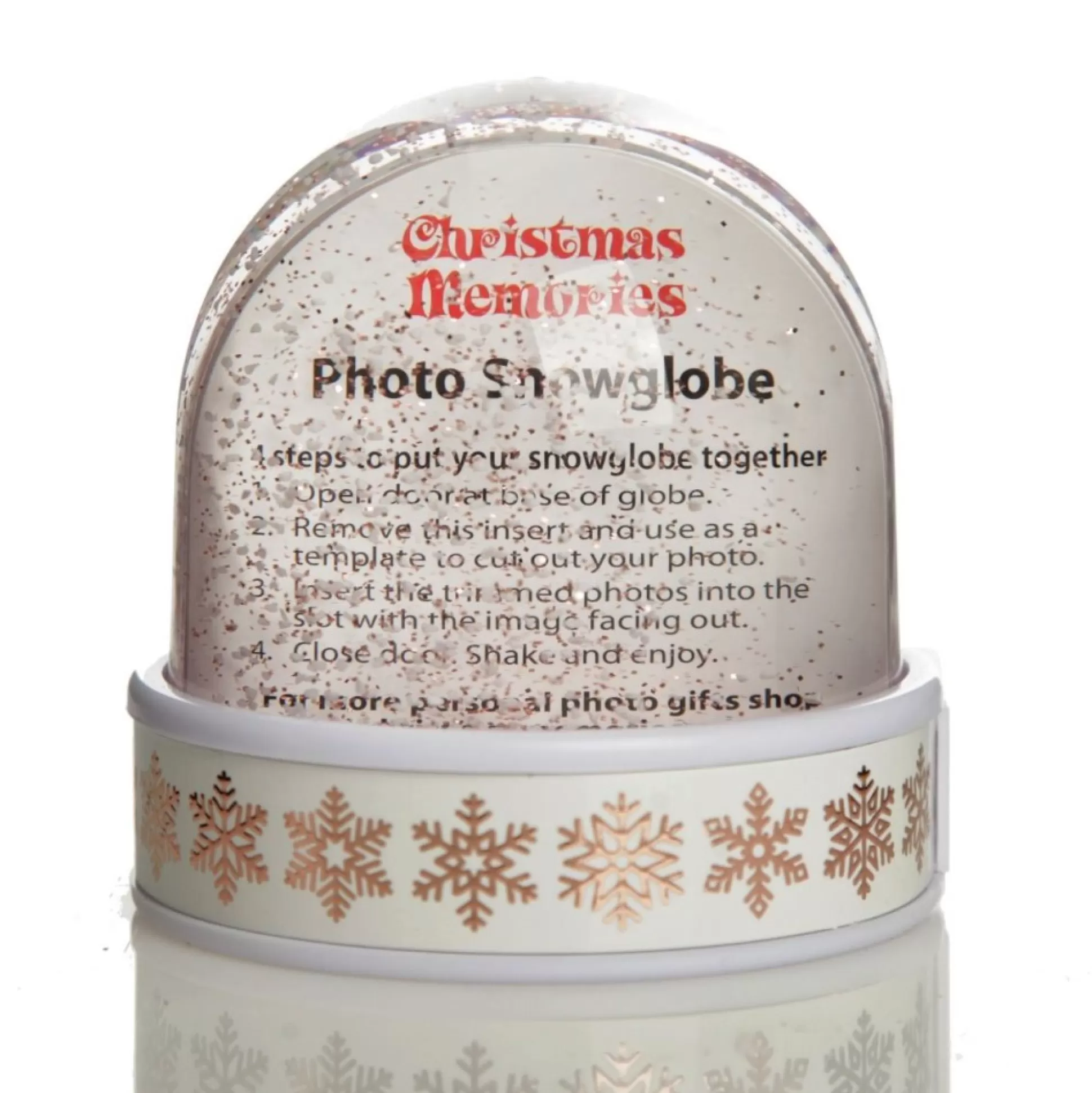 Photo Snow Dome - Rose Gold Snowflakes Christmas Snowglobes |