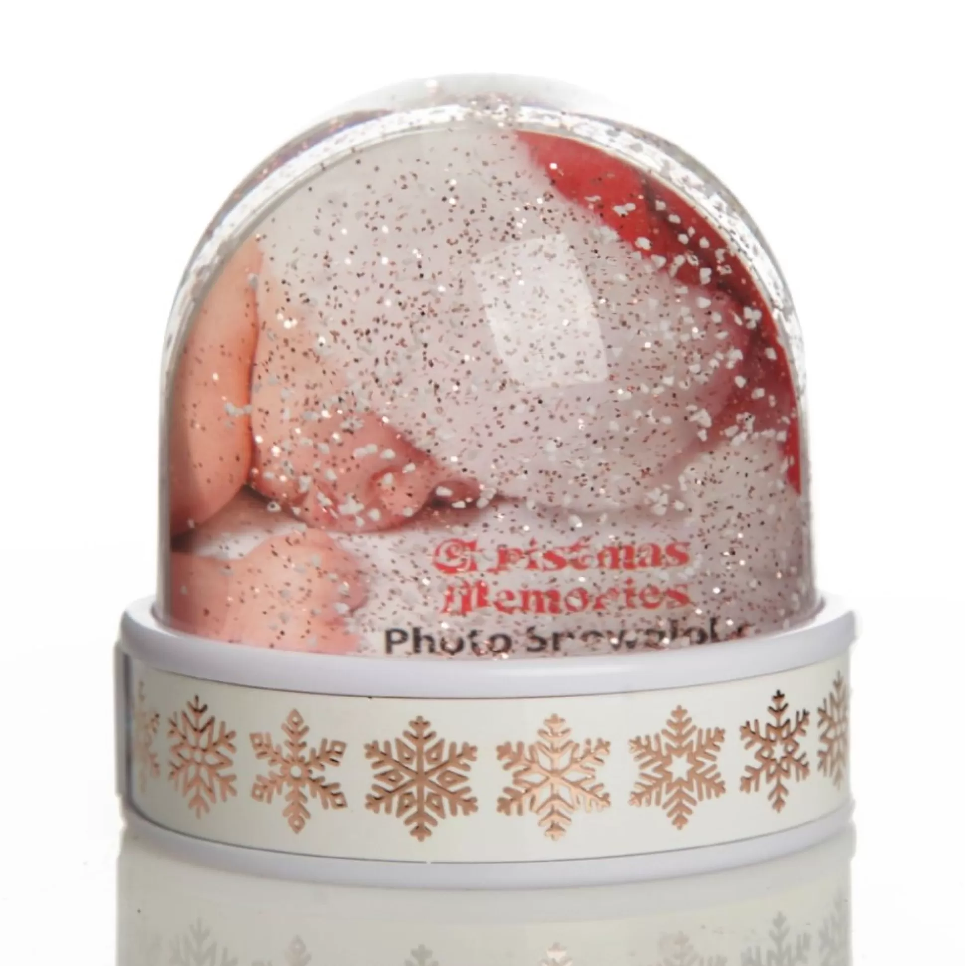 Photo Snow Dome - Rose Gold Snowflakes Christmas Snowglobes |