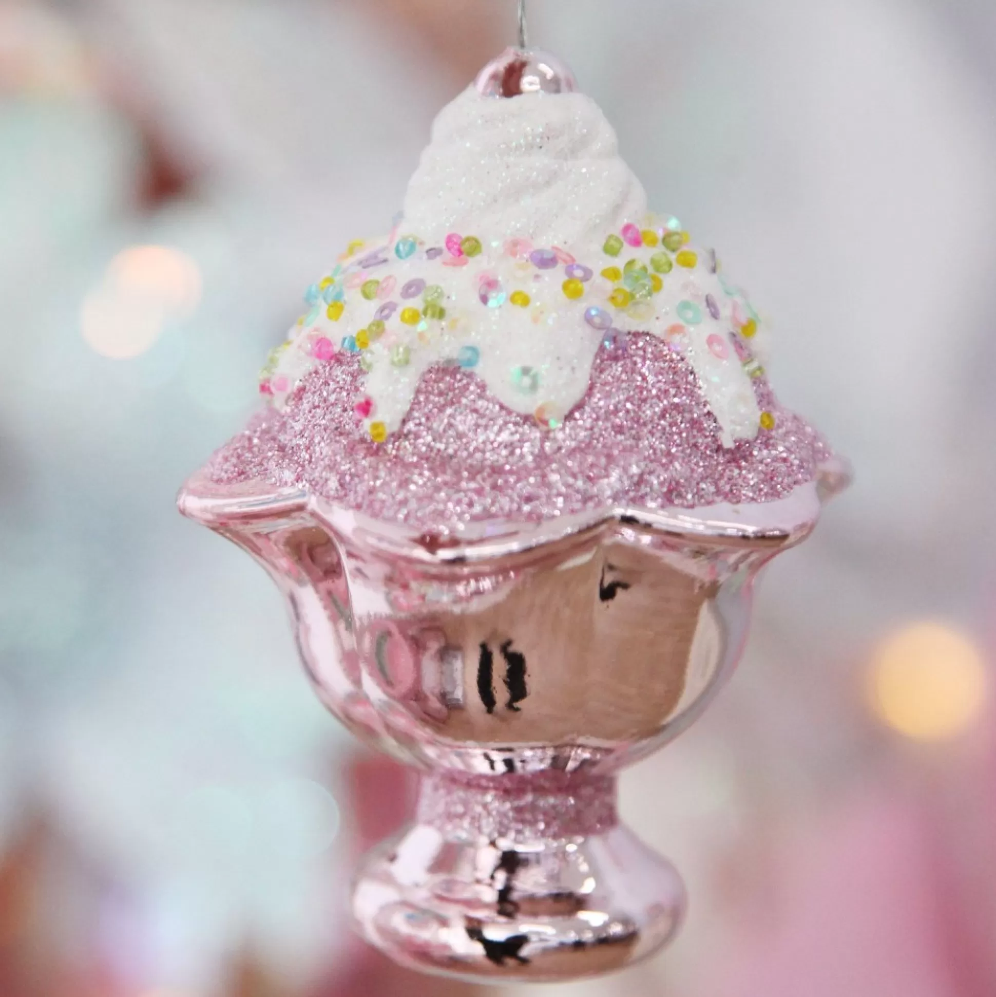 Pink Ice Cream Sundae Hanging Christmas Decoration Christmas Tree Decorations |