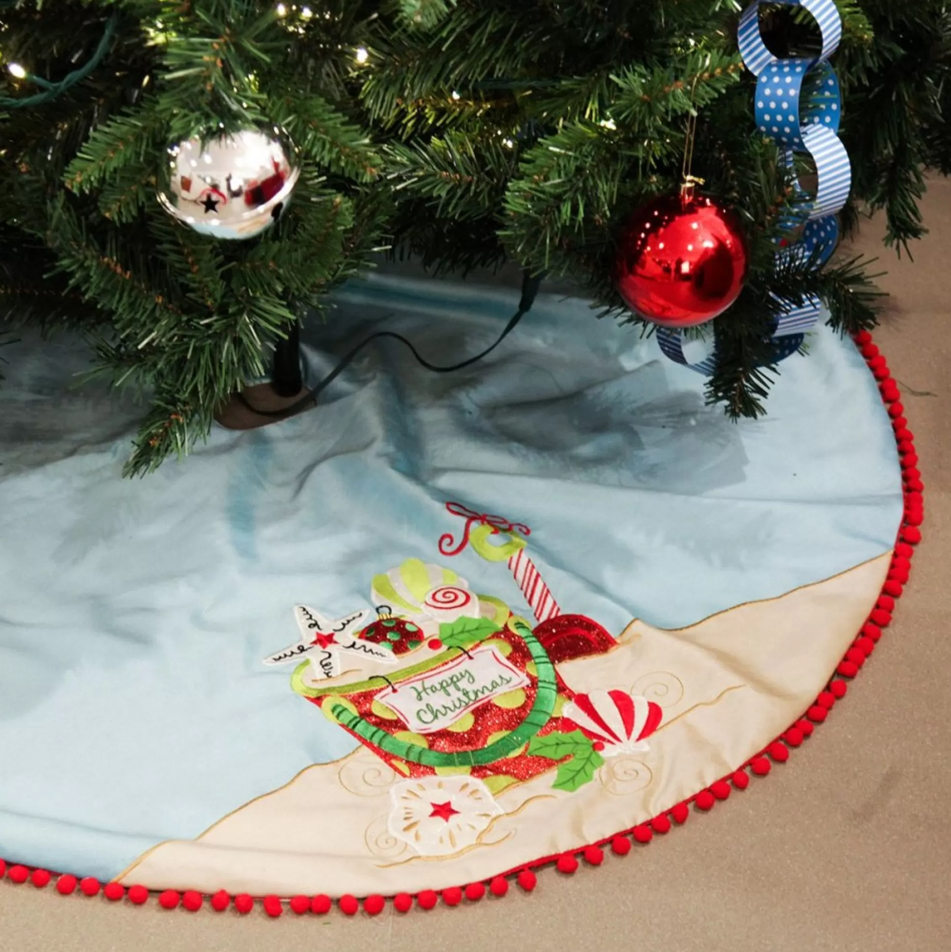 Pom Pom Beach Christmas Tree Skirt Christmas Tree Skirts |