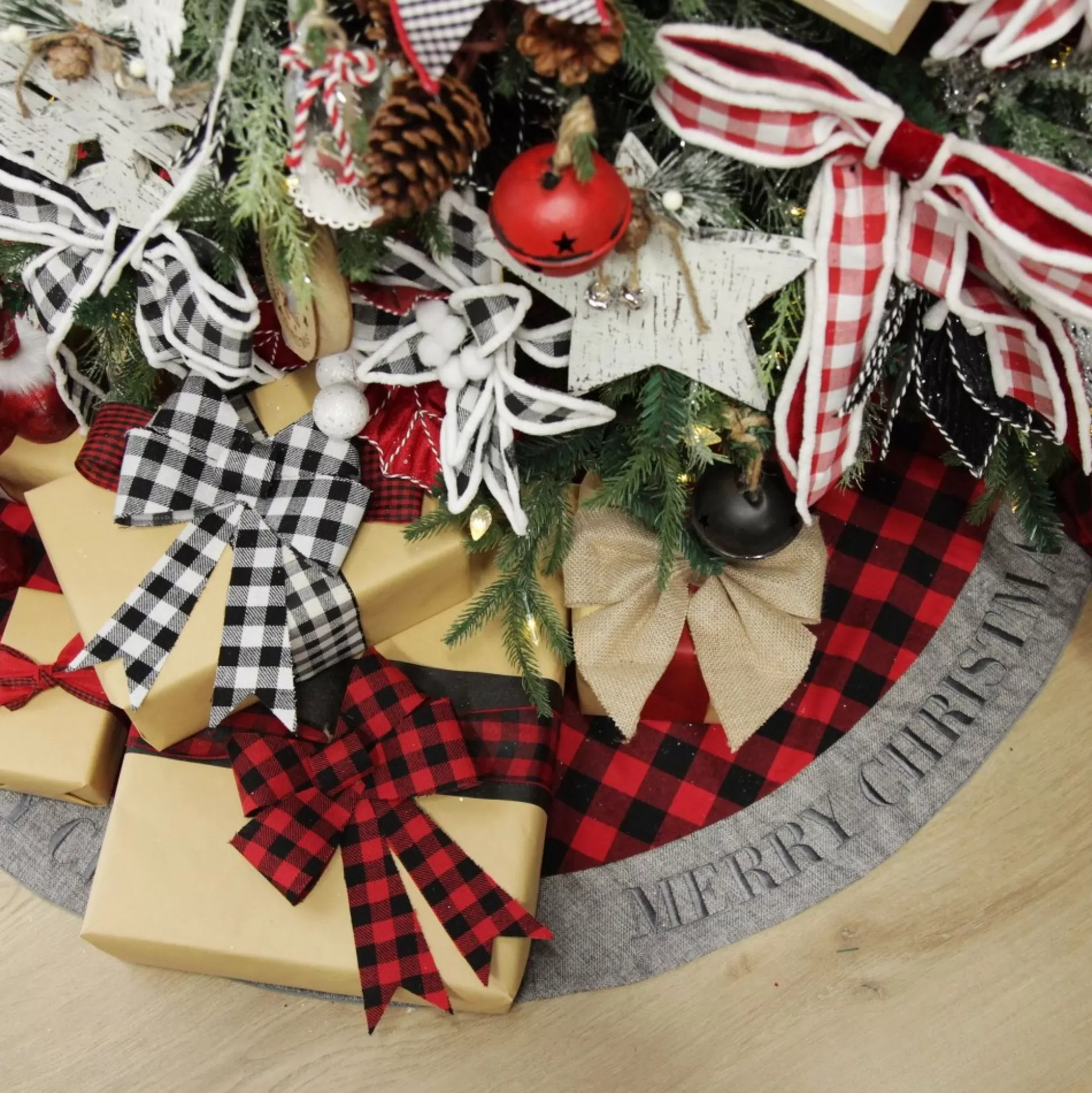 Red and Black Buffalo Check Christmas Tree Skirt Christmas Tree Skirts |