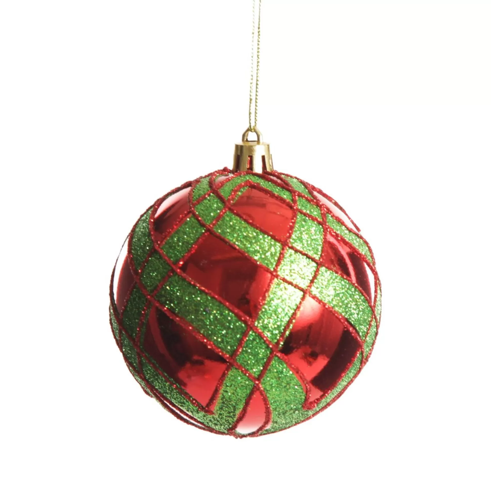 Red and Green Harlequin Christmas Baubles - Set of 4 Christmas Bauble Sets |