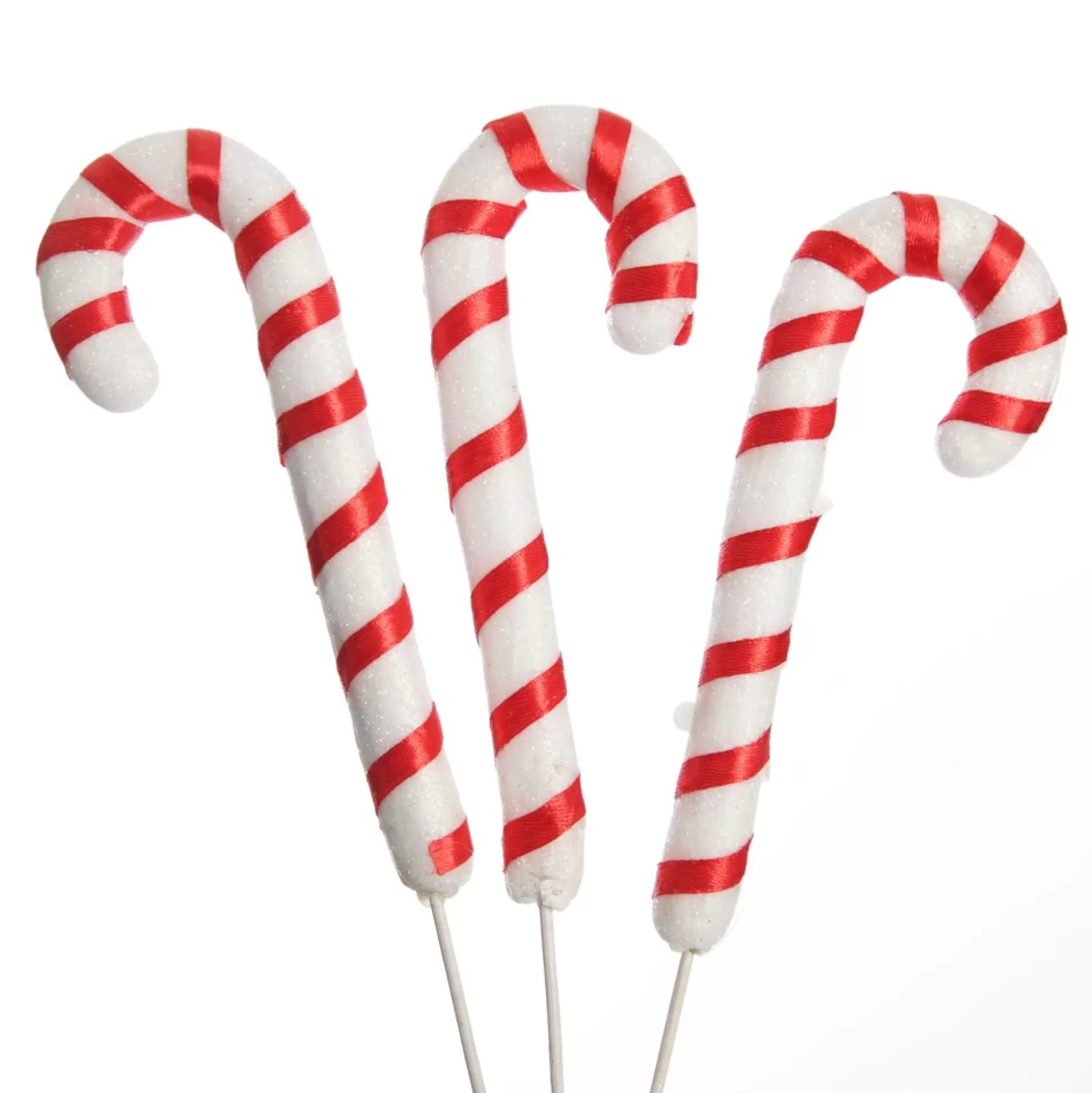 Red and White Candy Cane Pick - Pack of 3 Christmas Craft Supplies |