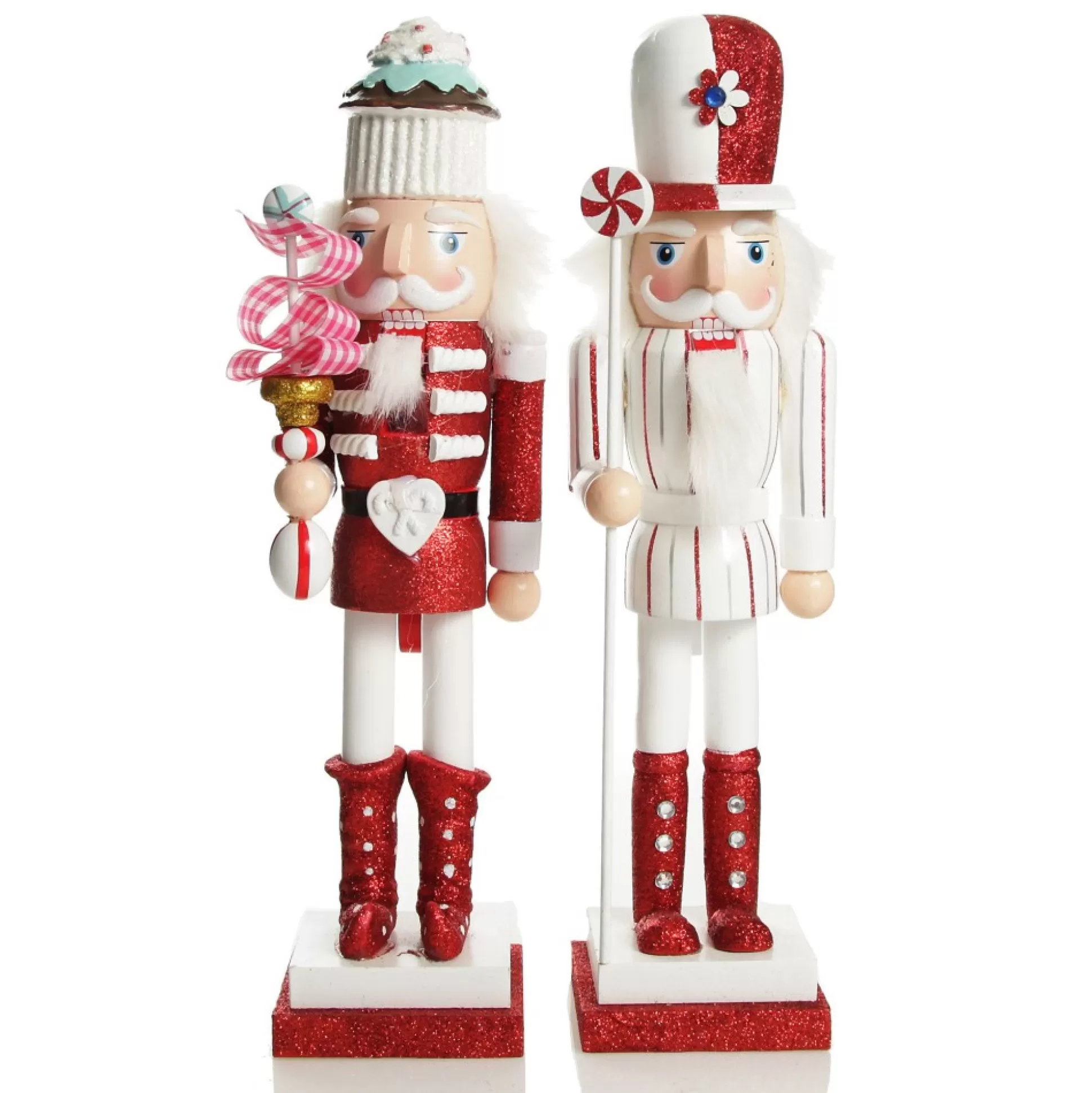 Red and White Stripe Jacket Peppermint Candy Wooden Nutcracker Extra Large Christmas Nutcrackers |