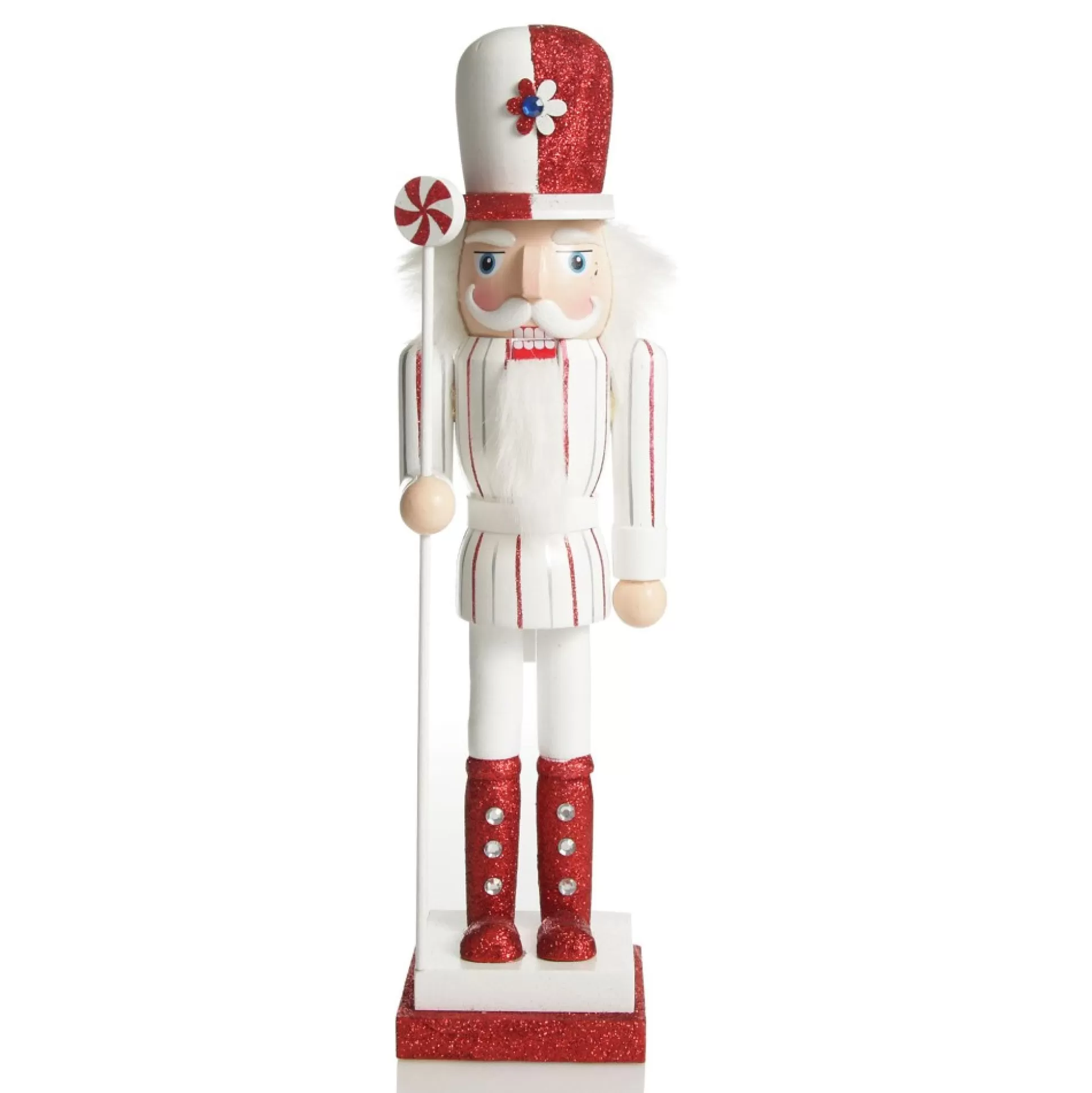 Red and White Stripe Jacket Peppermint Candy Wooden Nutcracker Extra Large Christmas Nutcrackers |