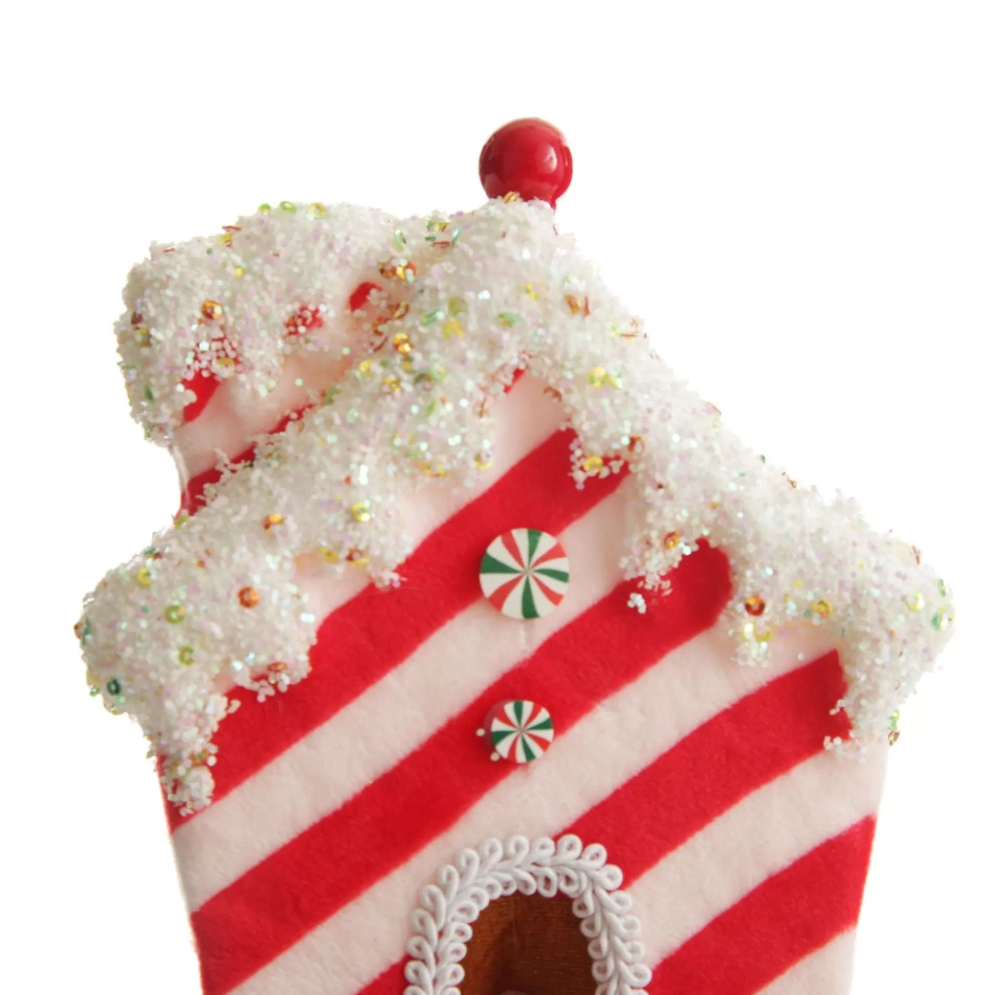 Red and White Striped Velvet Christmas House Tree Decoration Christmas Tree Decorations |