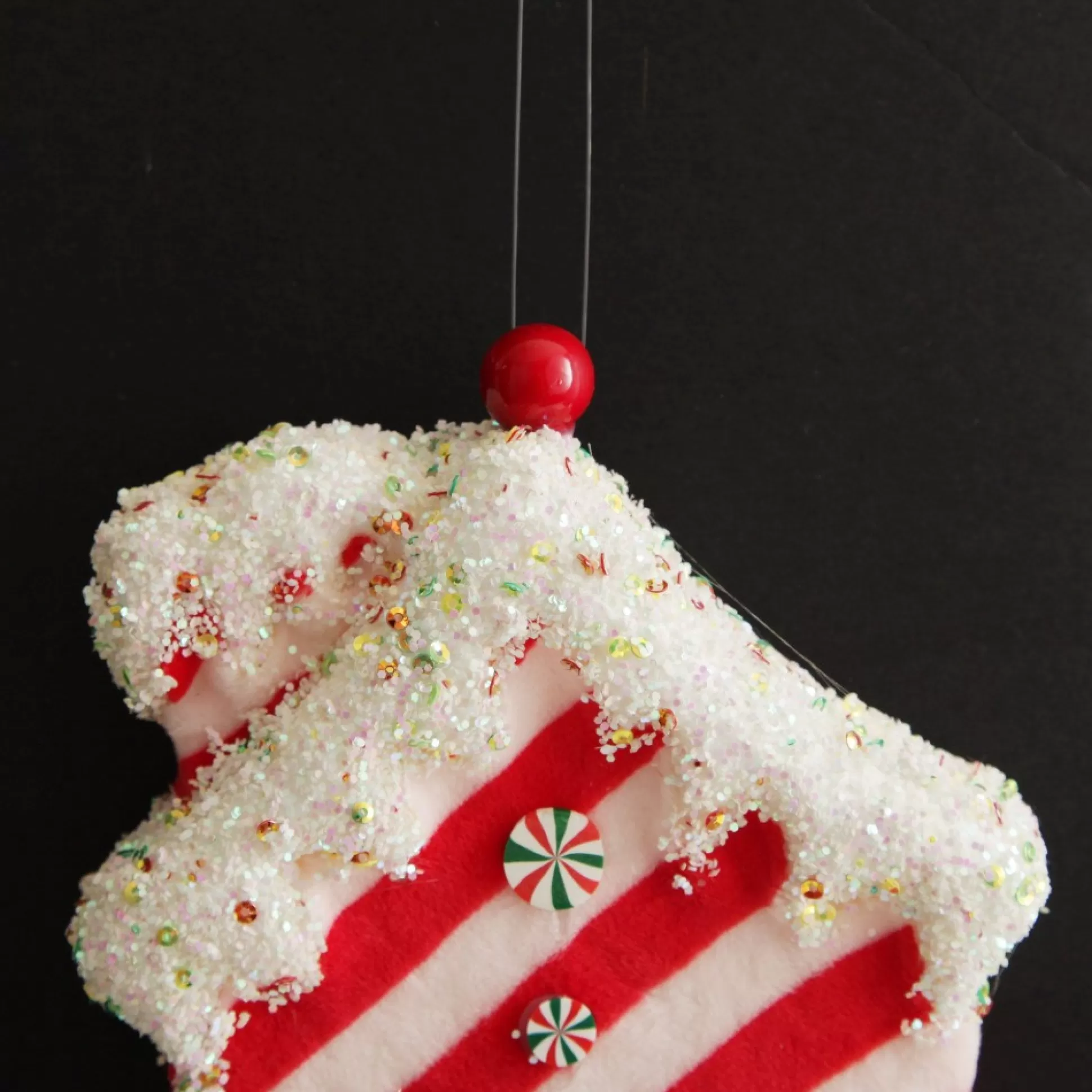 Red and White Striped Velvet Christmas House Tree Decoration Christmas Tree Decorations |