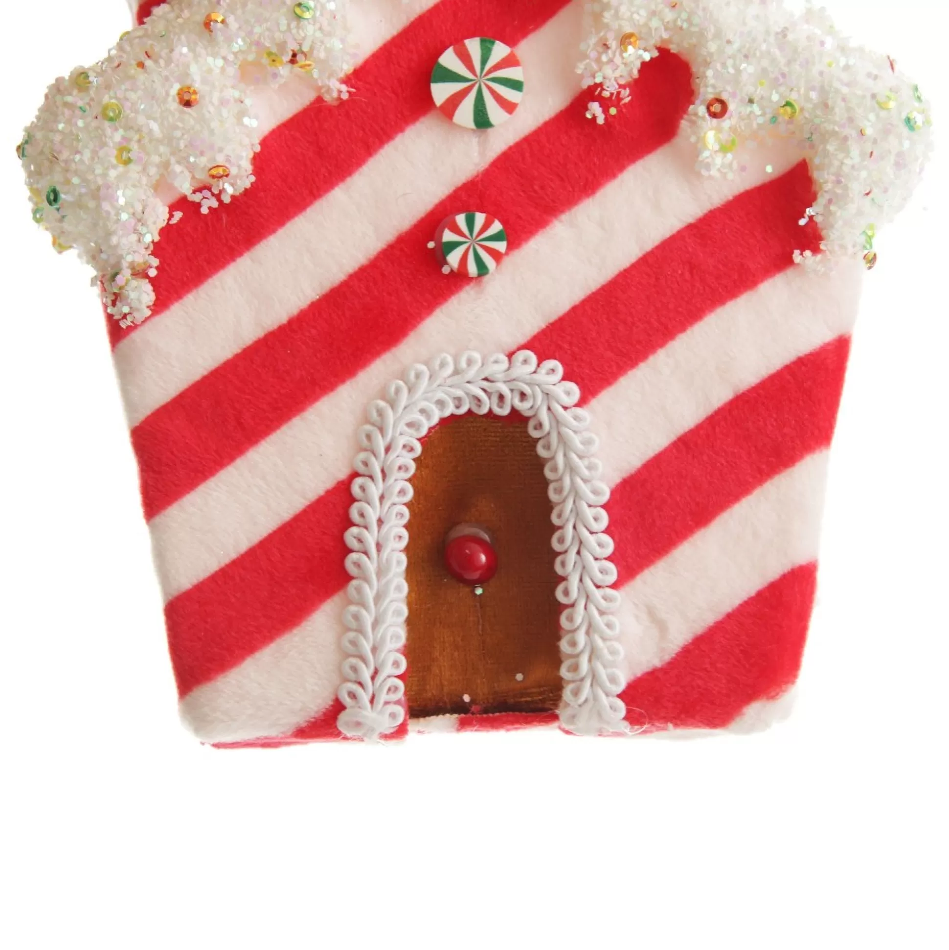 Red and White Striped Velvet Christmas House Tree Decoration Christmas Tree Decorations |