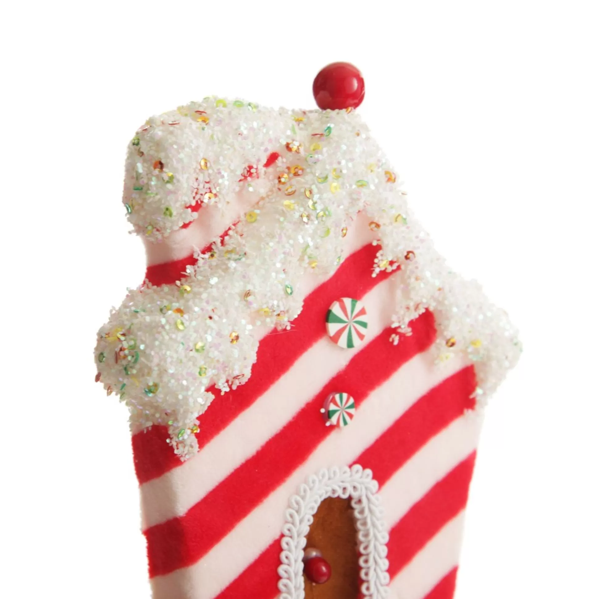 Red and White Striped Velvet Christmas House Tree Decoration Christmas Tree Decorations |