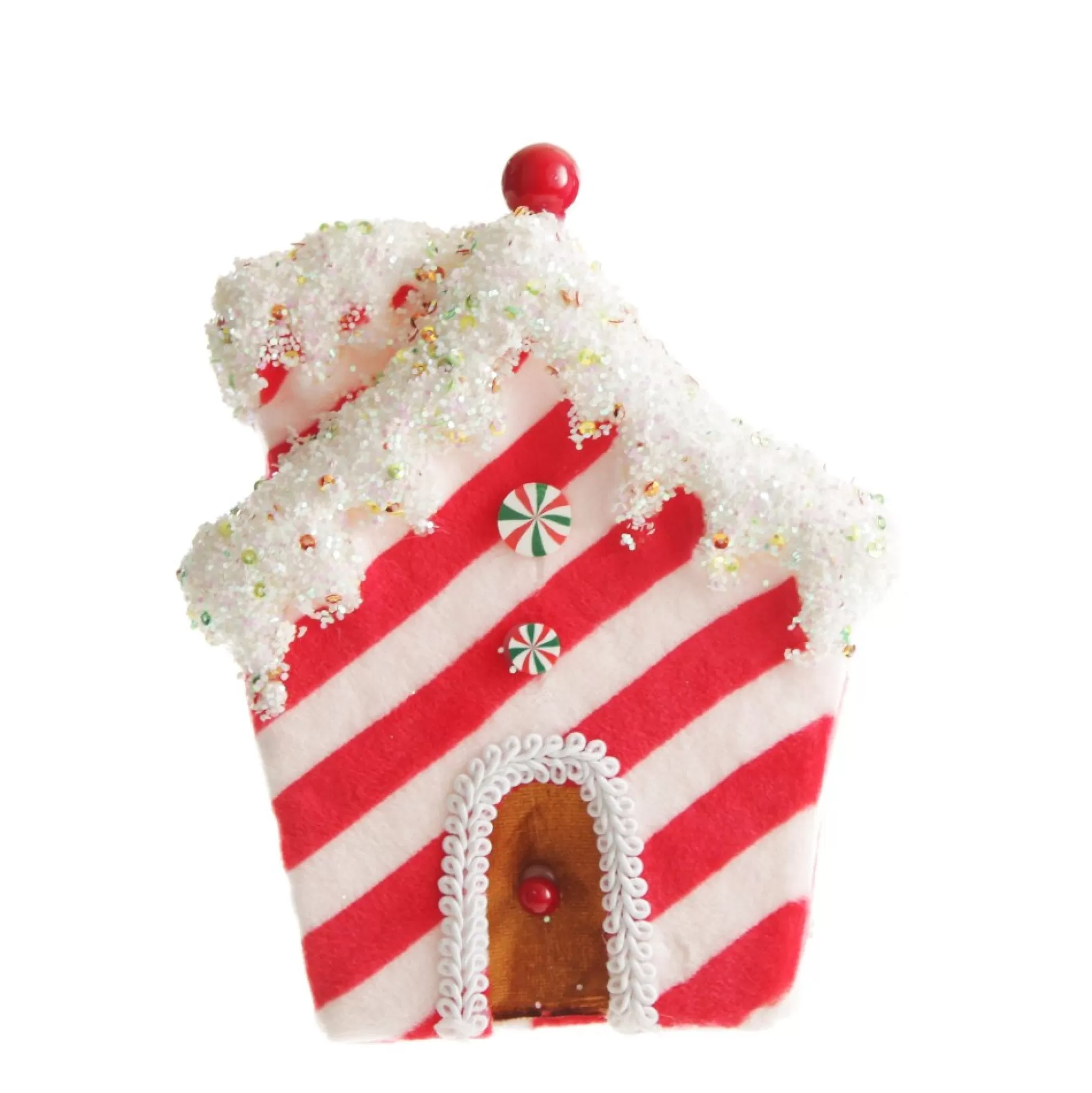 Red and White Striped Velvet Christmas House Tree Decoration Christmas Tree Decorations |