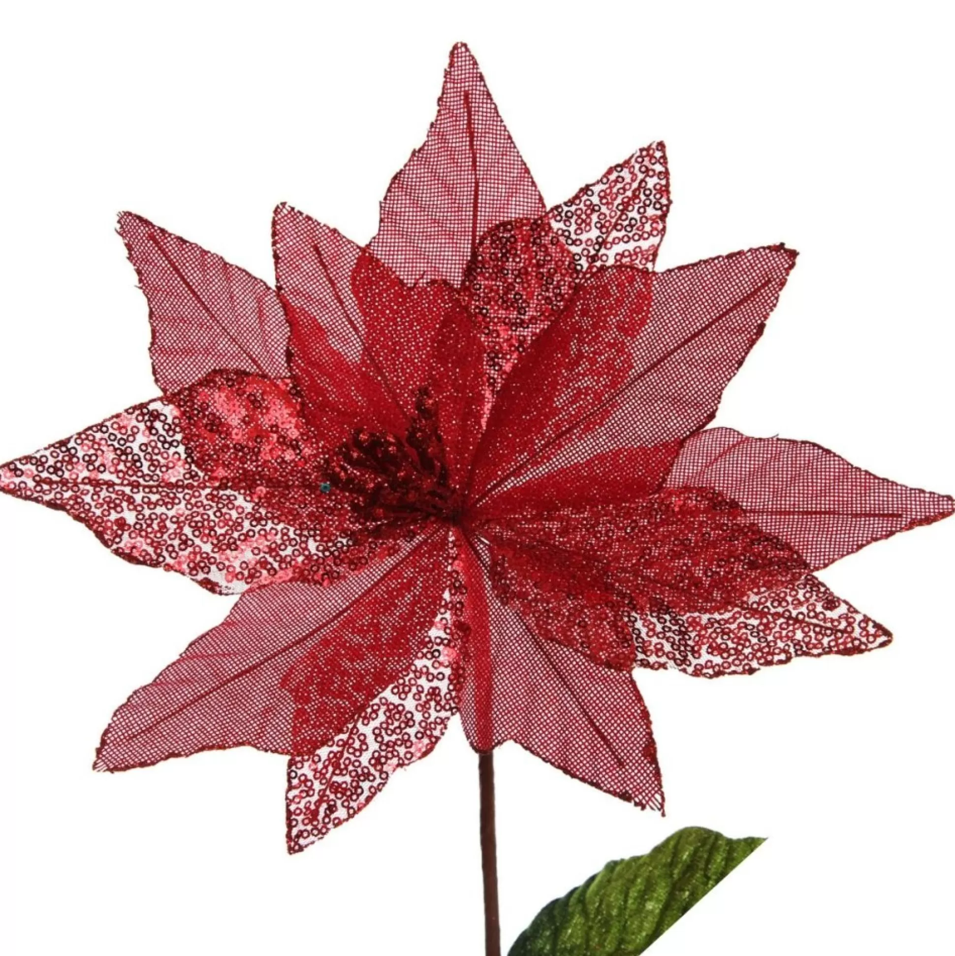 Red Burlap Sequin Flower Christmas Flowers |