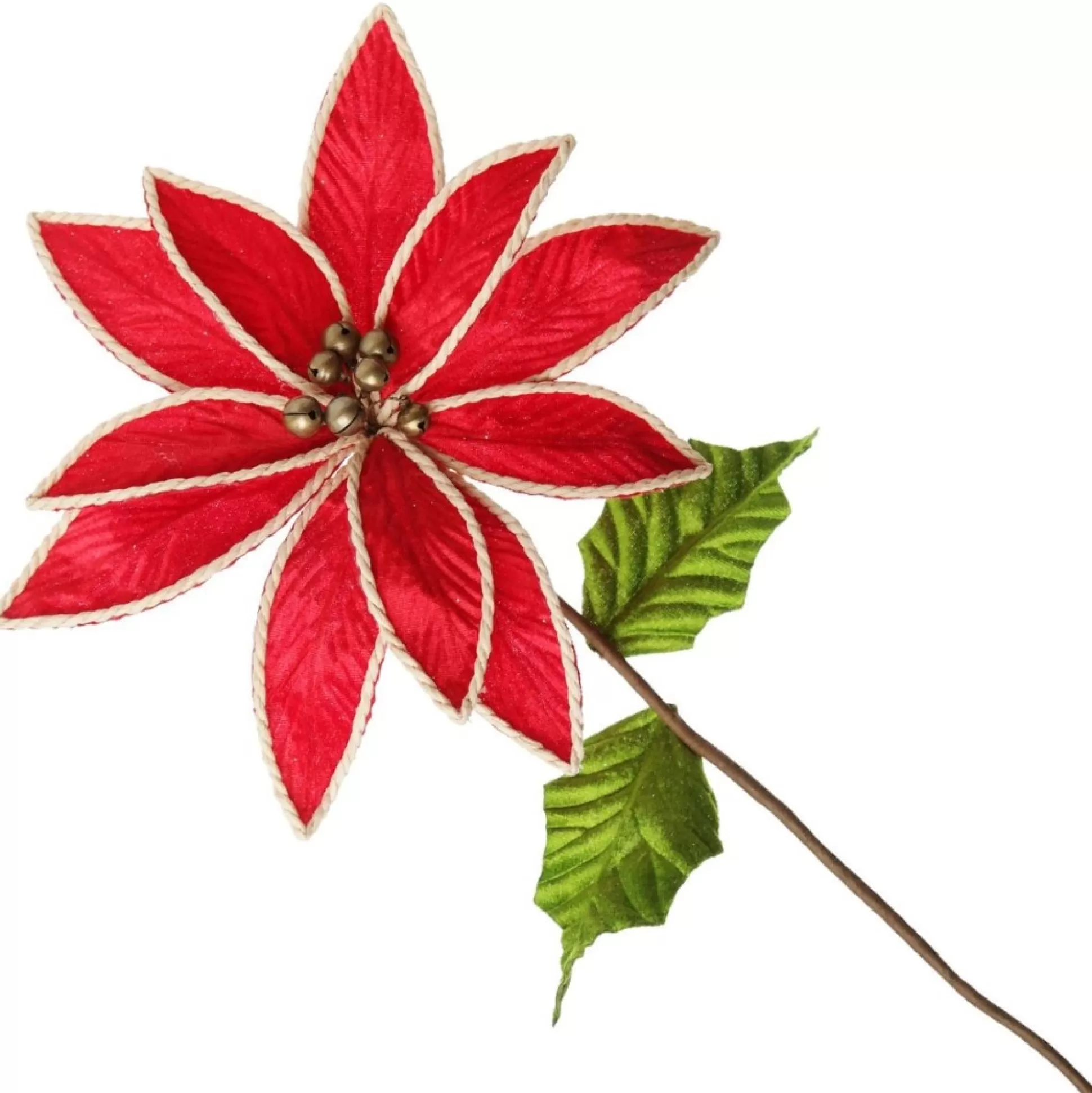 Red Embossed Flower with Rope Trim and Bells Christmas Flowers |