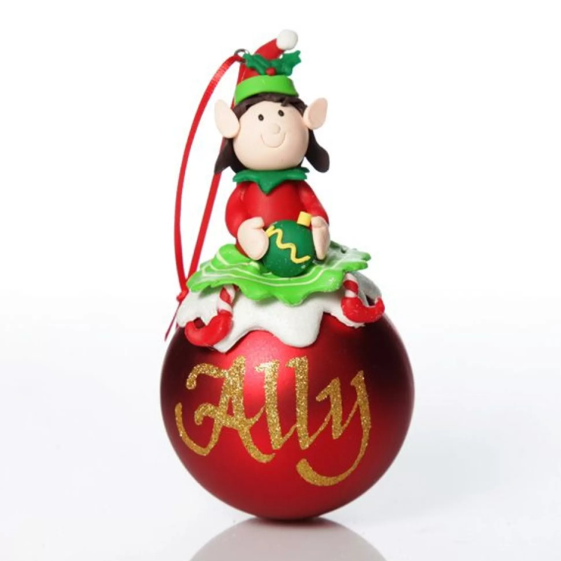 Red Girl Elf Christmas Character Bauble Personalised Baubles |