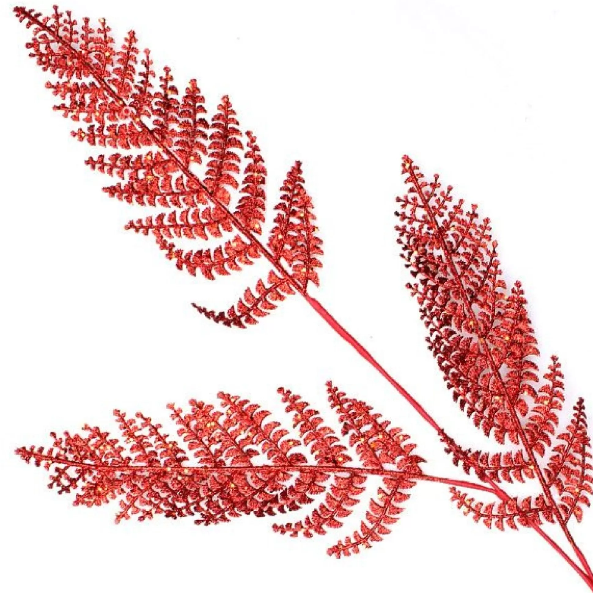 Red Glitter Fern Spray Christmas Sprays |