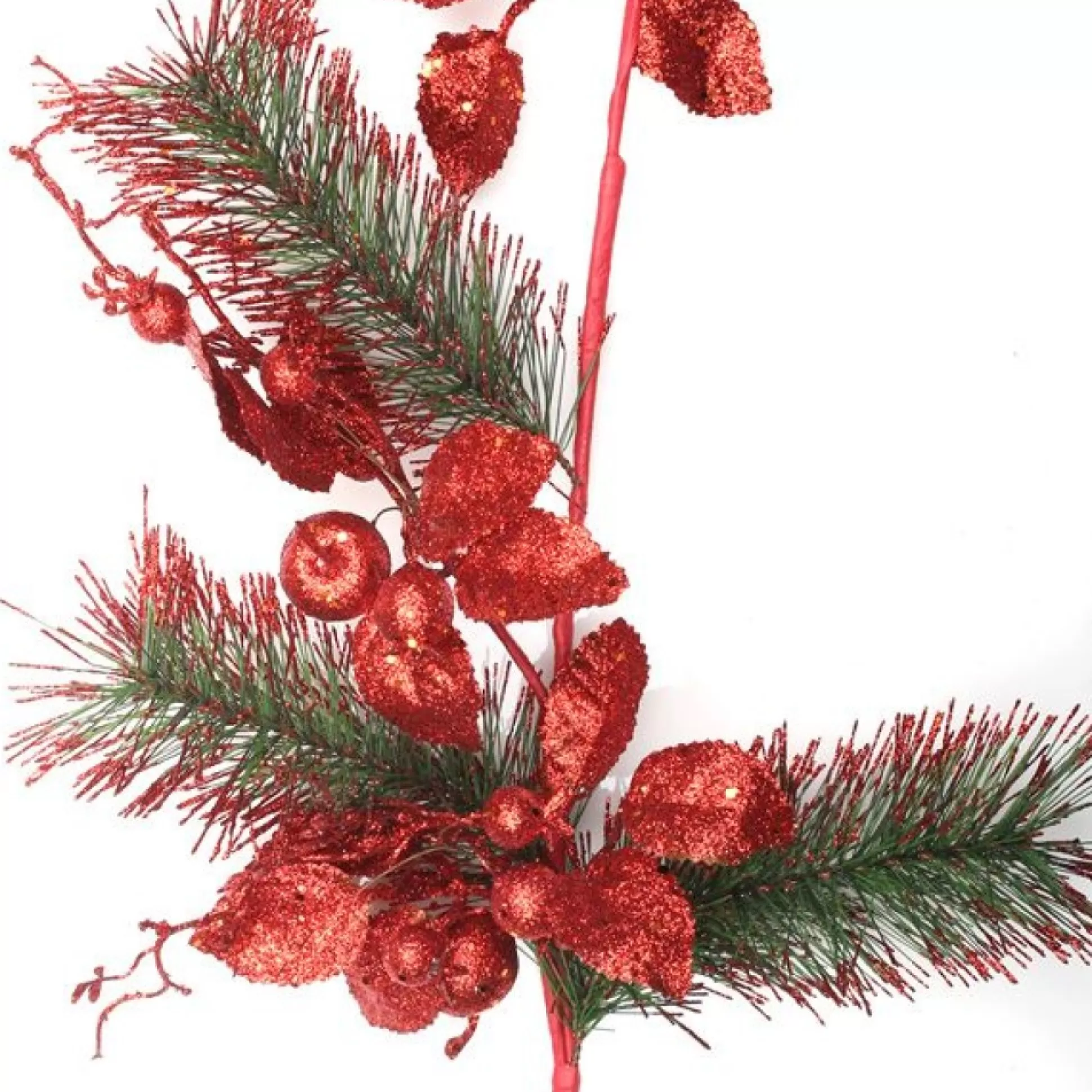 Red Glitter Floral and Pine Spray Christmas Sprays |