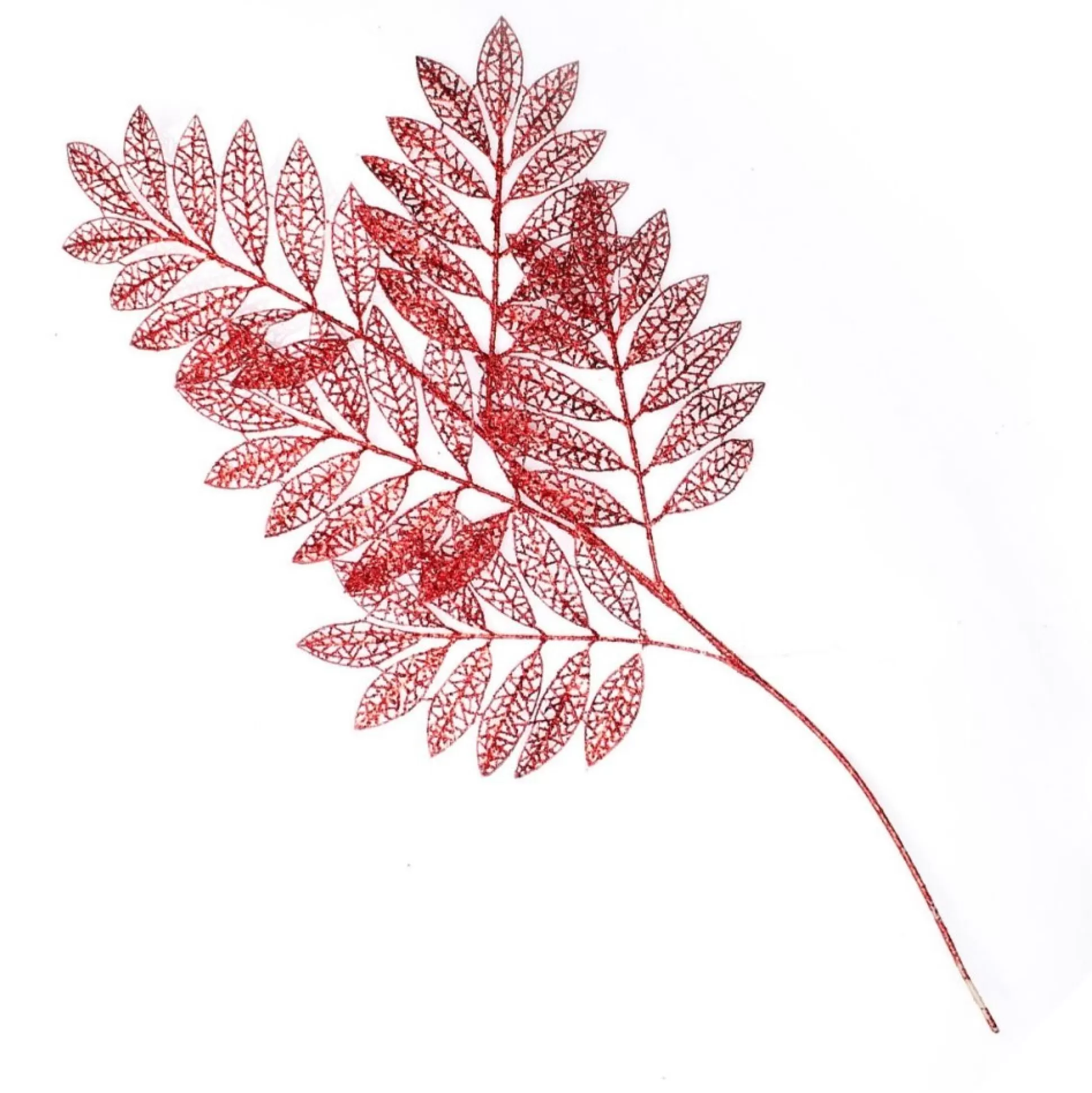 Red Glitter Mesh Leaf Spray Christmas Sprays |