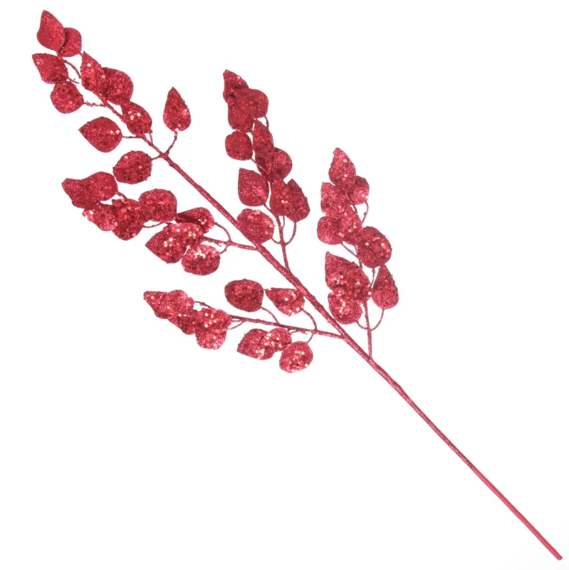 Red Glitter Sequin Leaf Spray Christmas Sprays |