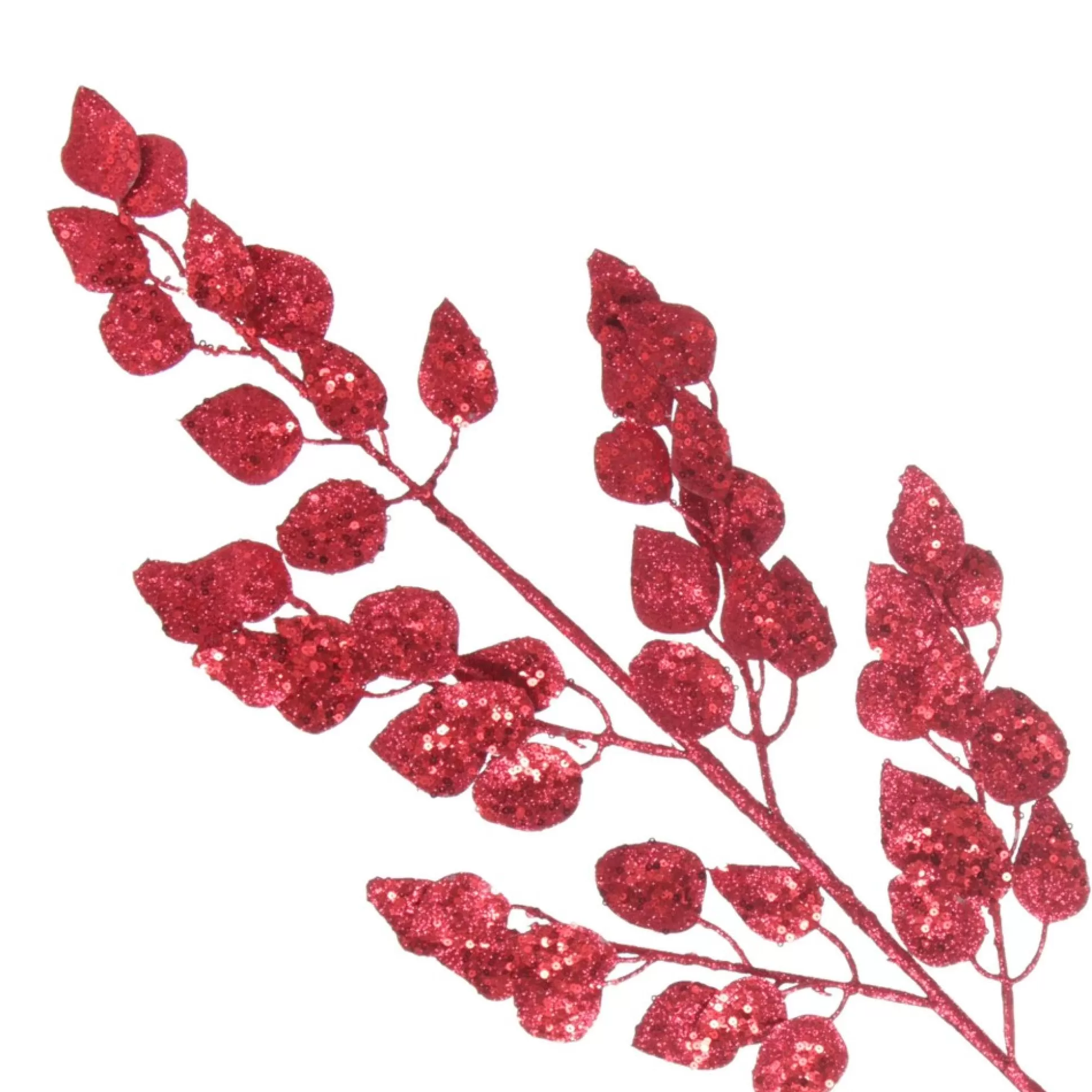 Red Glitter Sequin Leaf Spray Christmas Sprays |