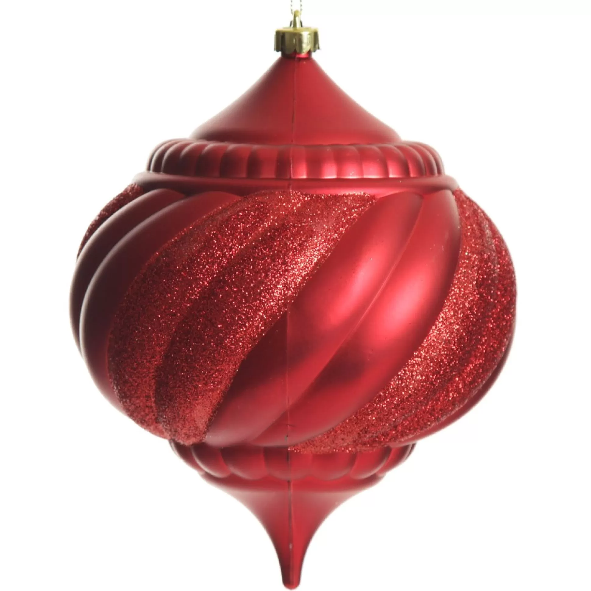 Red Glitter Swirl Christmas Onion Bauble Finials And Drops |