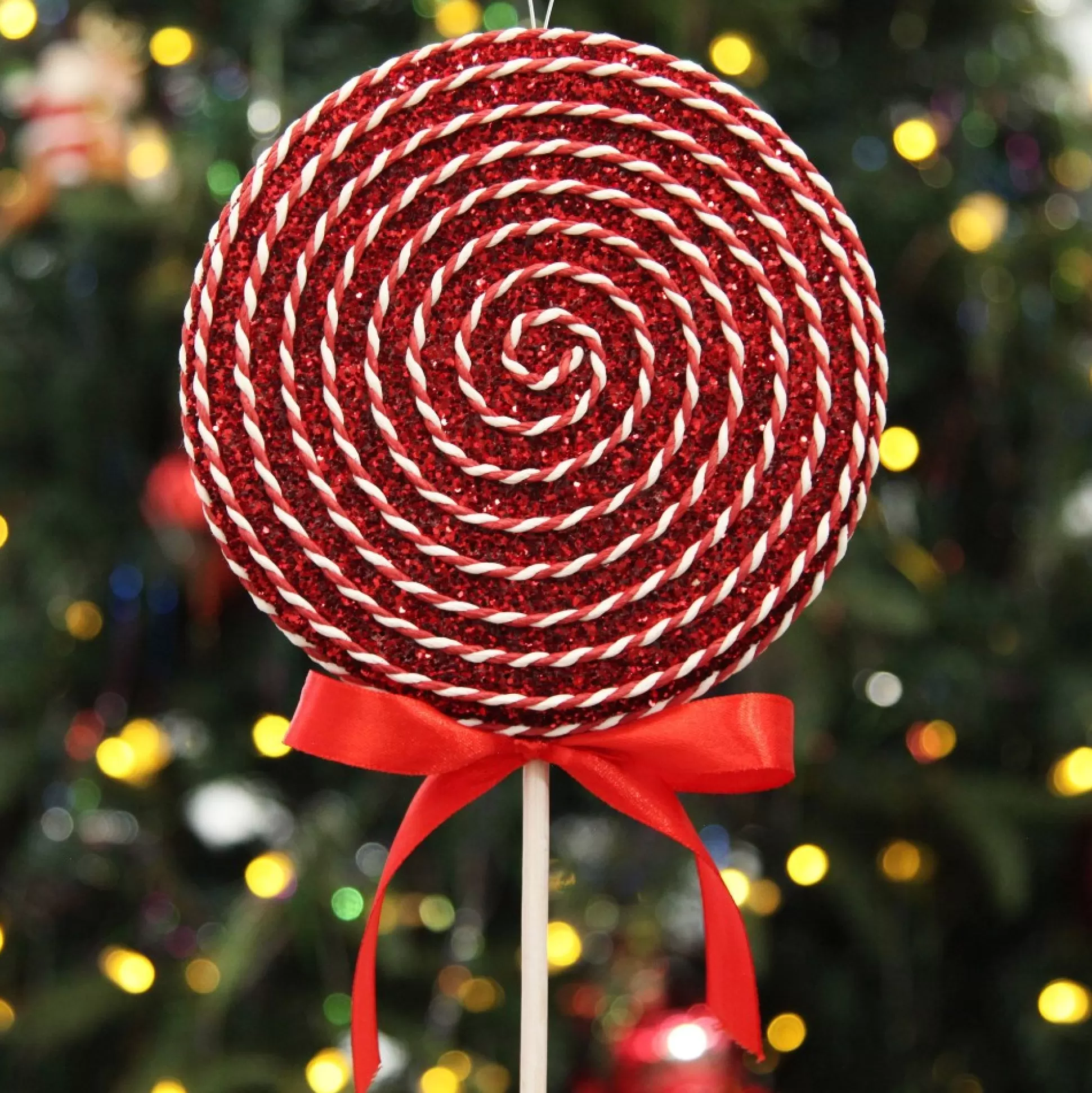 Red Glitter with Twine Lollipop Christmas Decoration Christmas Tree Decorations |