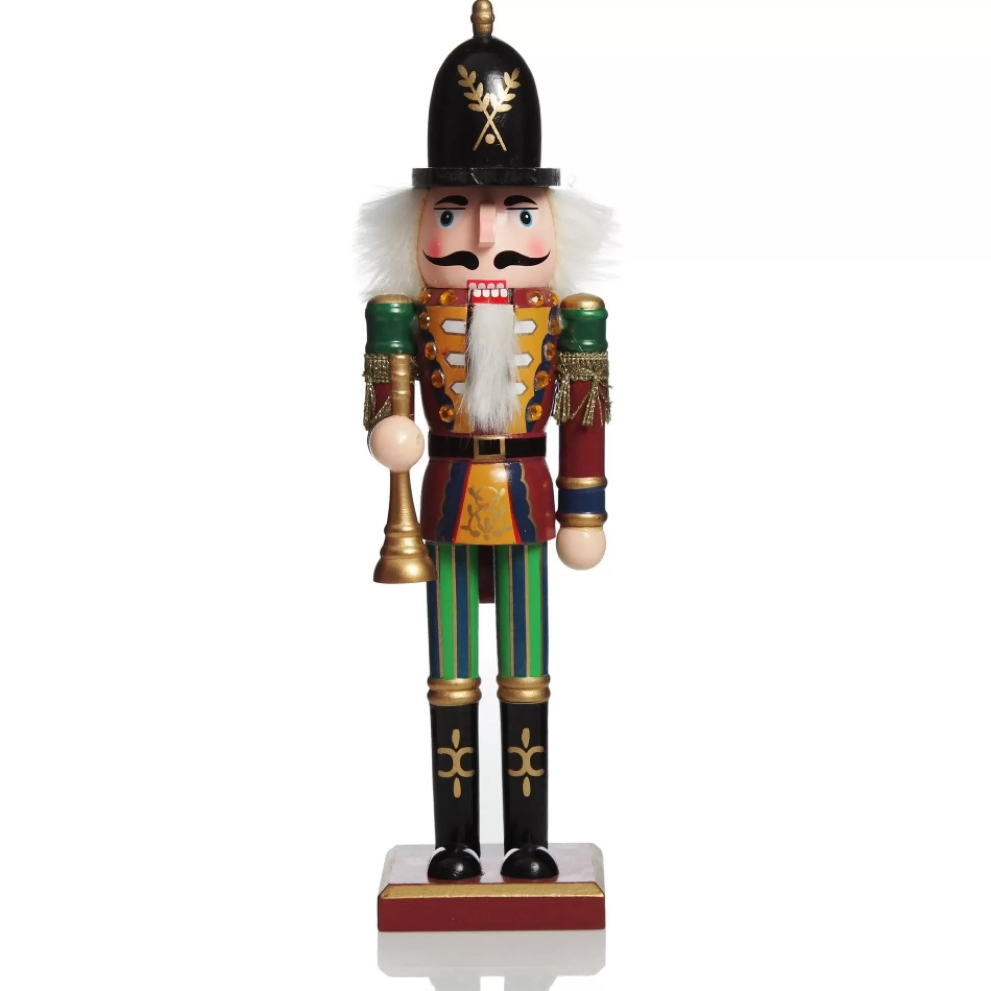 Red Jacket Nutcracker with Horn Christmas Ornament - Large Christmas Nutcrackers |