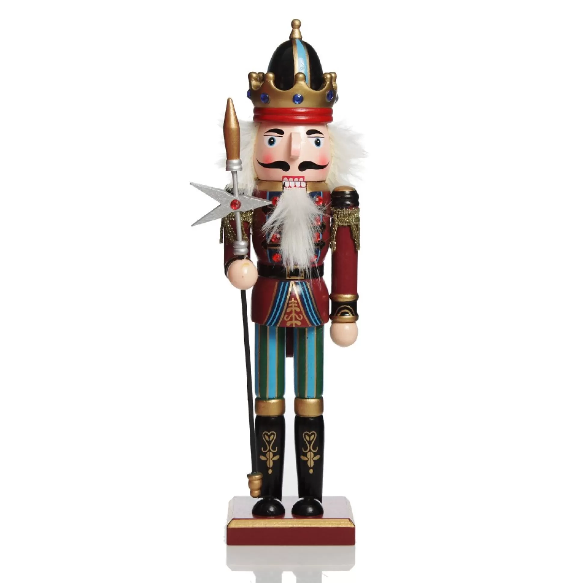 Red Jacket Nutcracker with Staff Christmas Ornament - Large Christmas Nutcrackers |